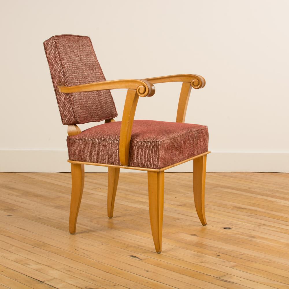 Pair of Mid Century French Sycamore Armchairs in the Manner of Andre Arbus In Good Condition In Philadelphia, PA
