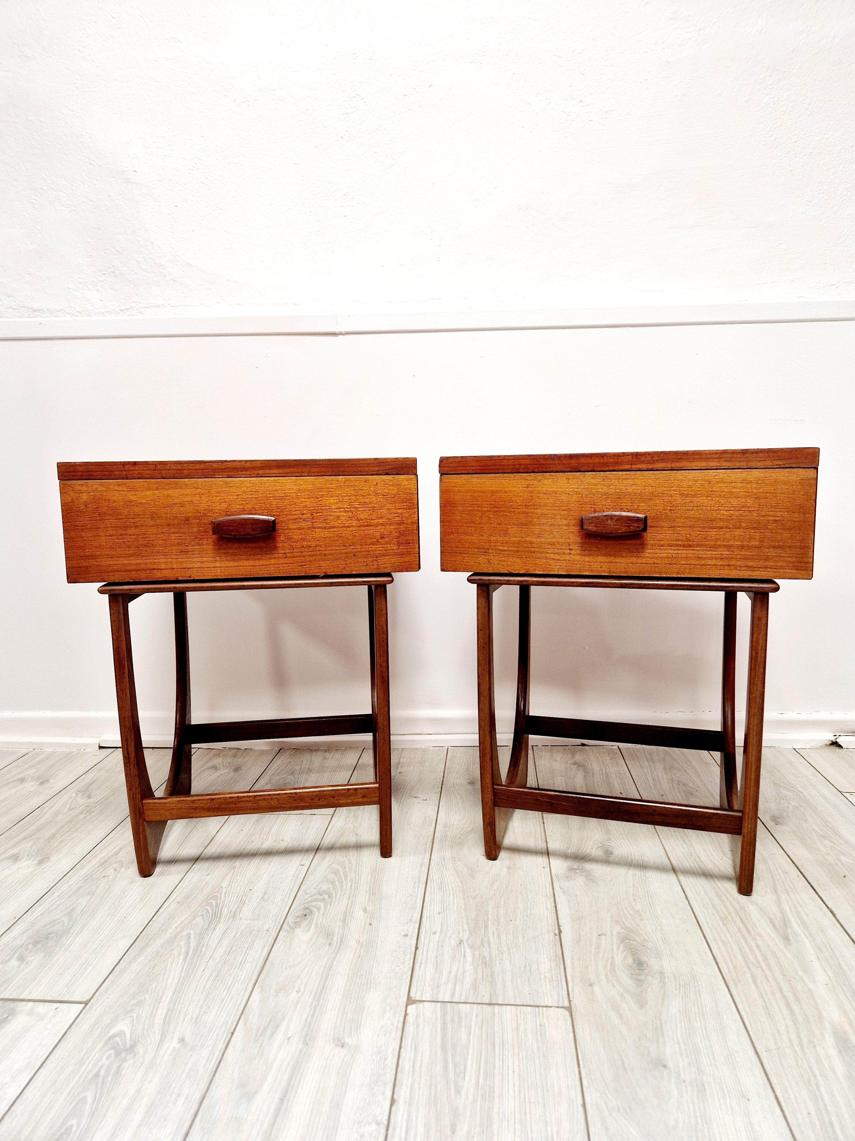 A Pair of Mid Century G Plan Teak Bedside Cabinets In Good Condition In Buxton, GB