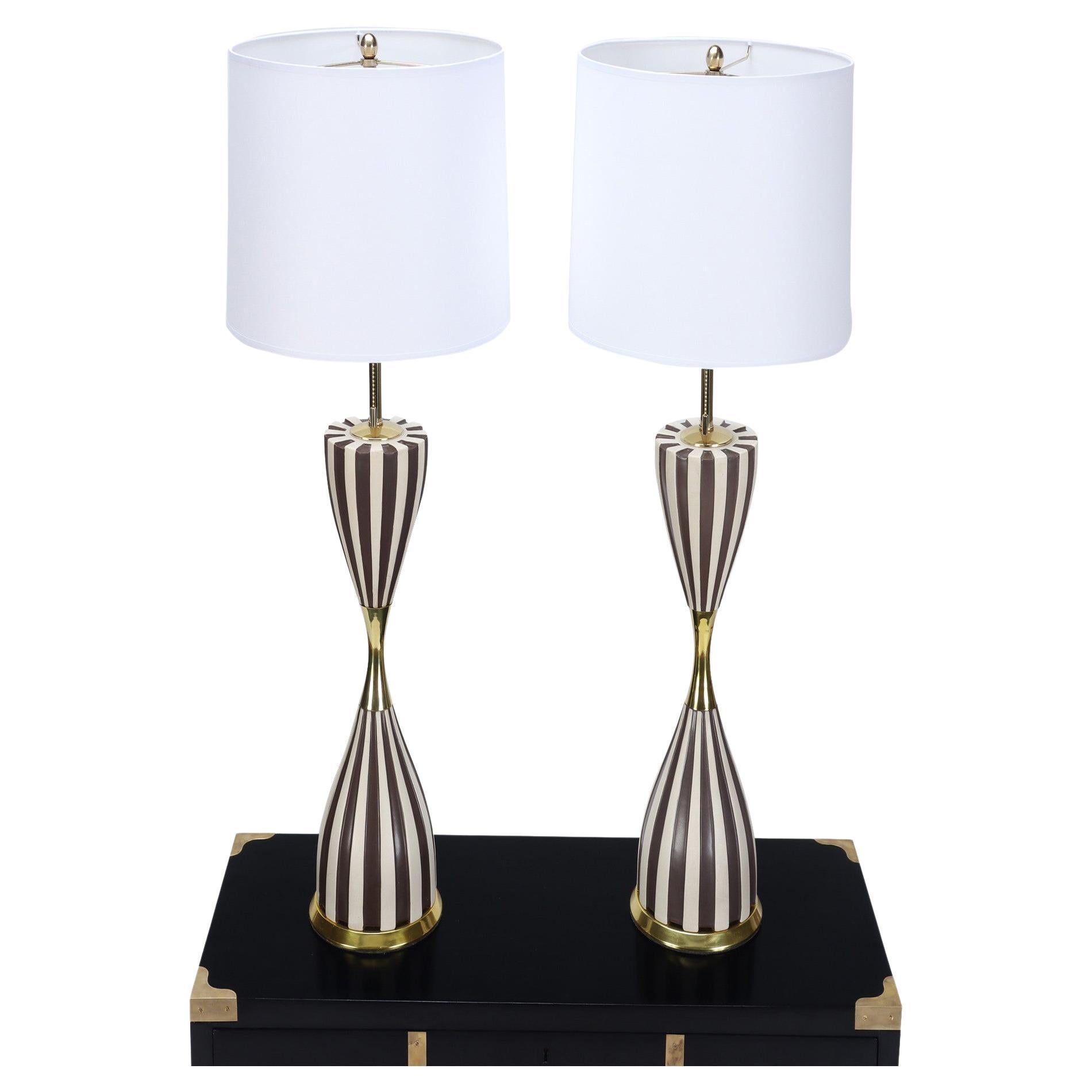 Pair of Mid Century "Harlequin" Table Lamps by Gerald Thurston, Circa 1950