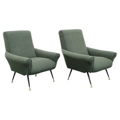 Pair of Midcentury Italian Angular Armchairs