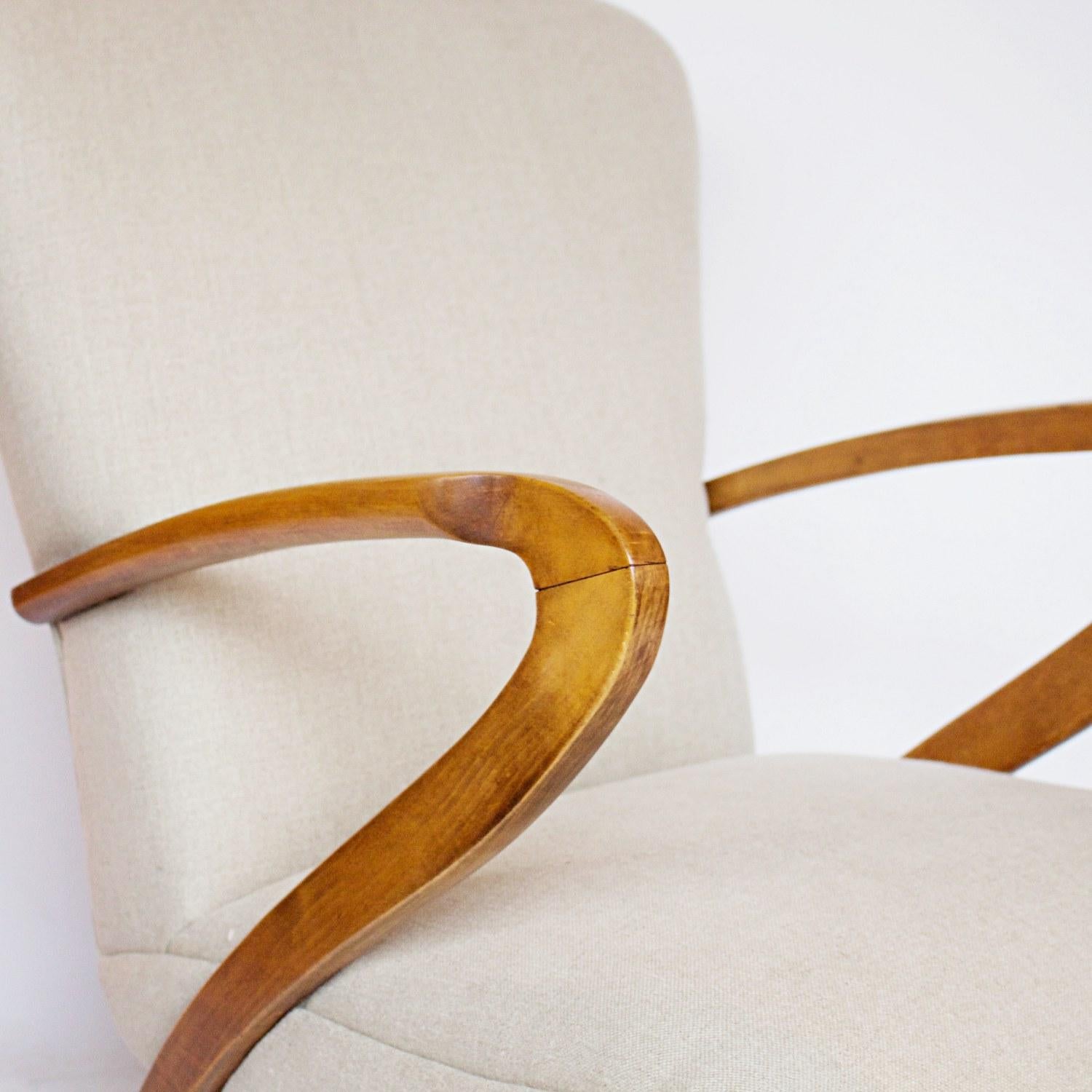 Pair of Midcentury Italian Armchairs, Solid Walnut, circa 1950 In Excellent Condition In Forest Row, East Sussex