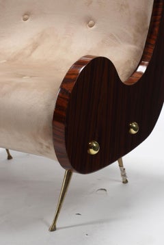 A Pair of Mid-Century Italian Art Deco Style Lounge/ Lady Chairs After Gio Ponti