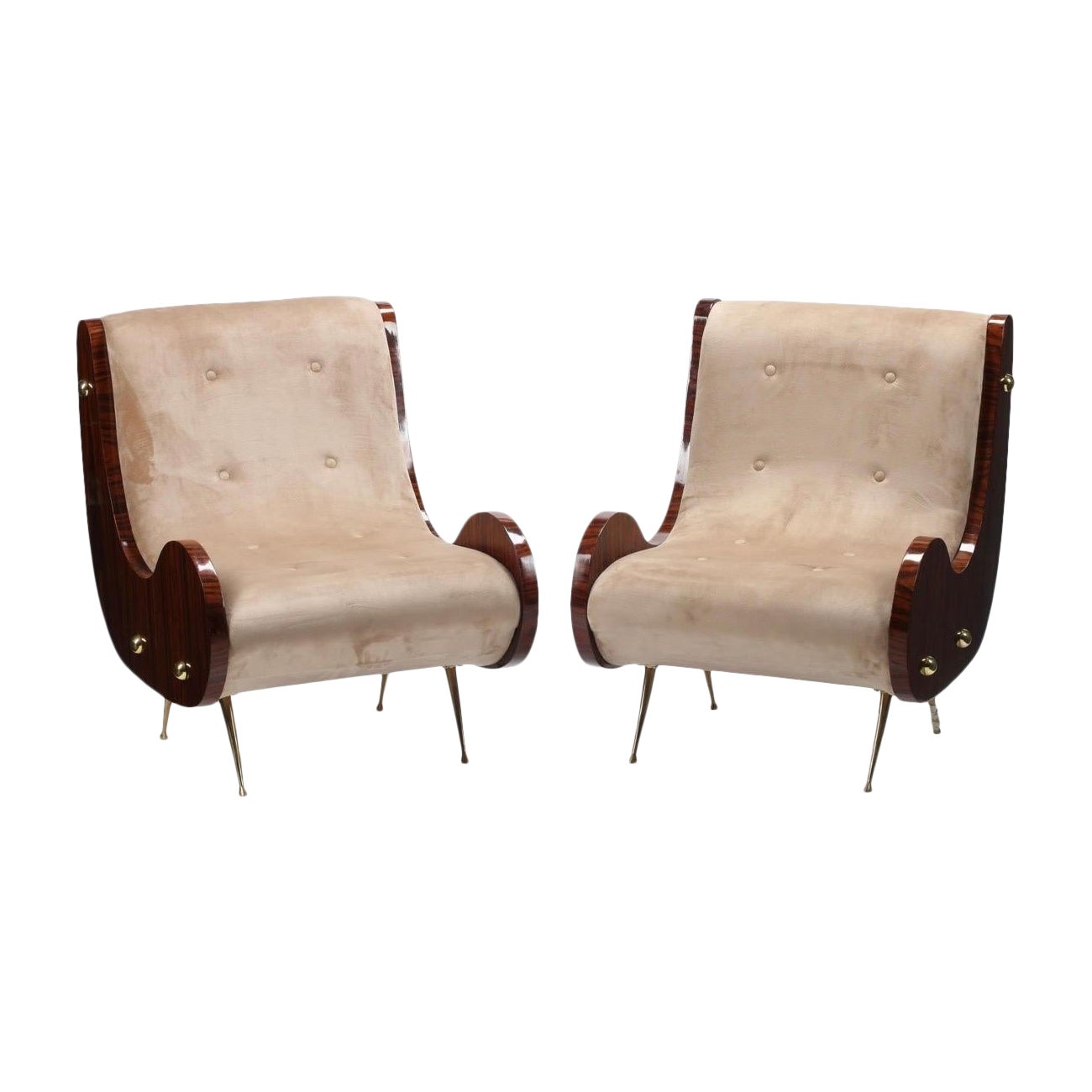 A Pair of Mid-Century Italian Art Deco Style Lounge/ Lady Chairs After Gio Ponti