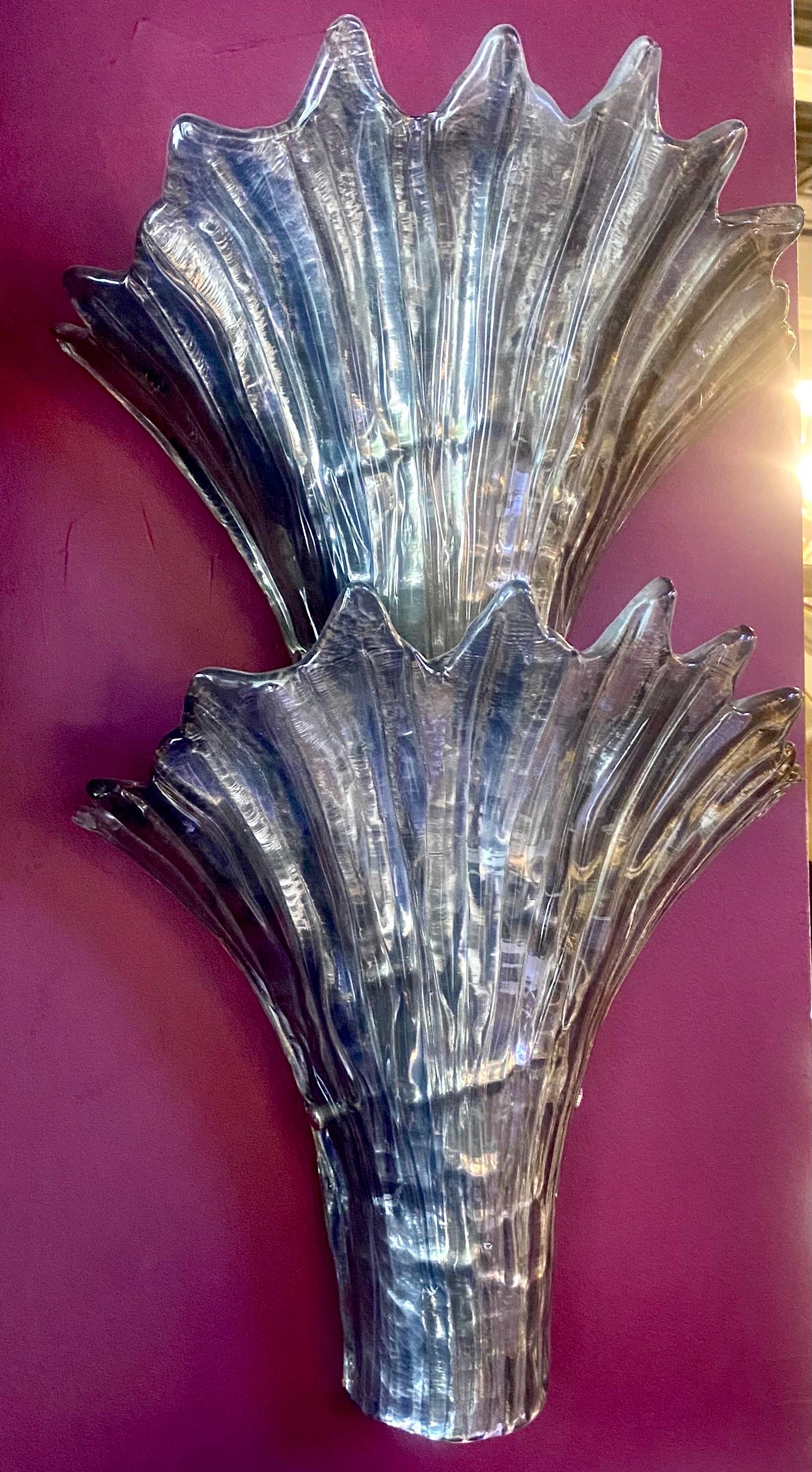 Vetro soffiato Coppia di lampade in vetro di Murano della metà del secolo scorso in vendita