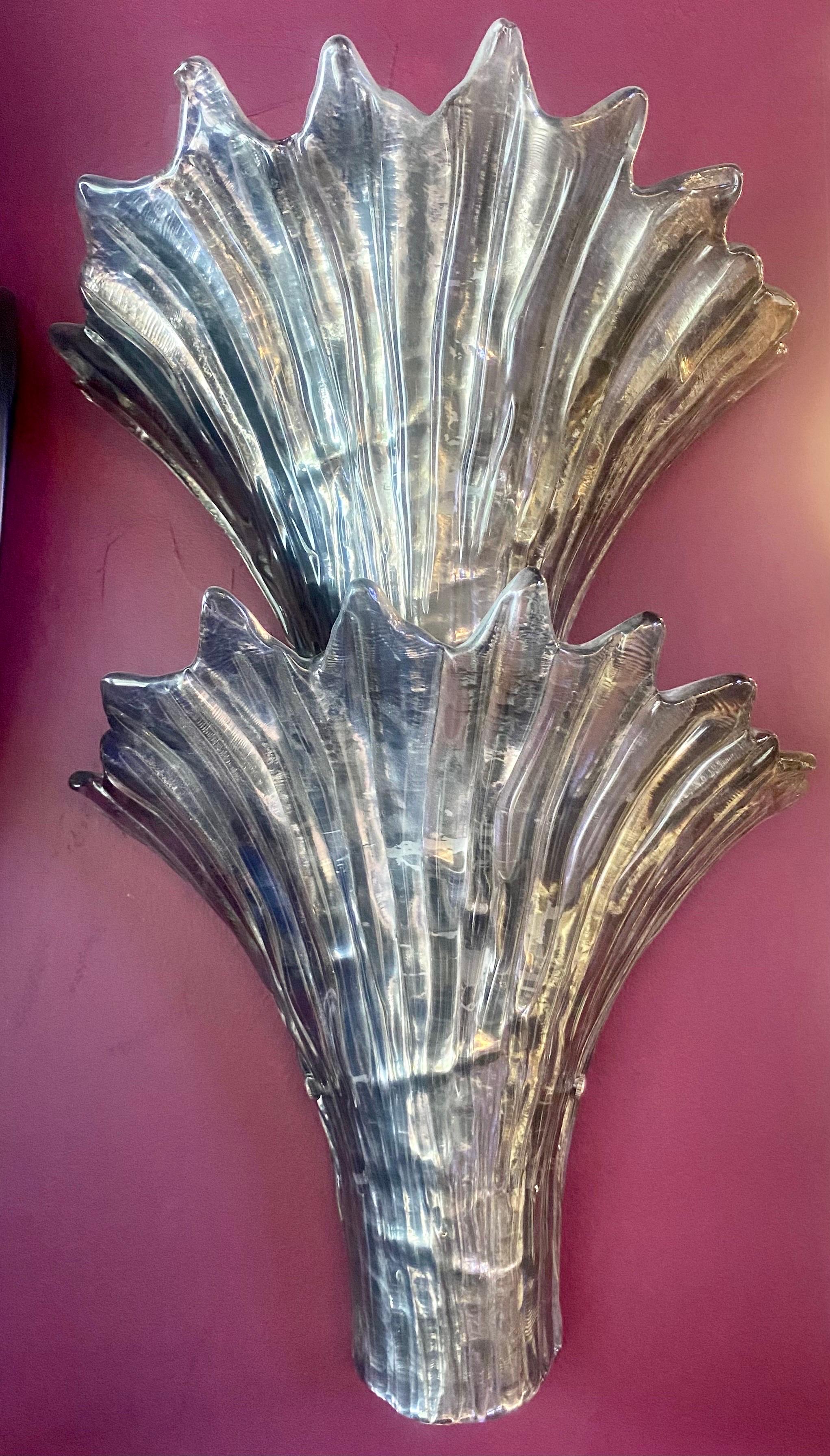Coppia di lampade in vetro di Murano della metà del secolo scorso in vendita 1