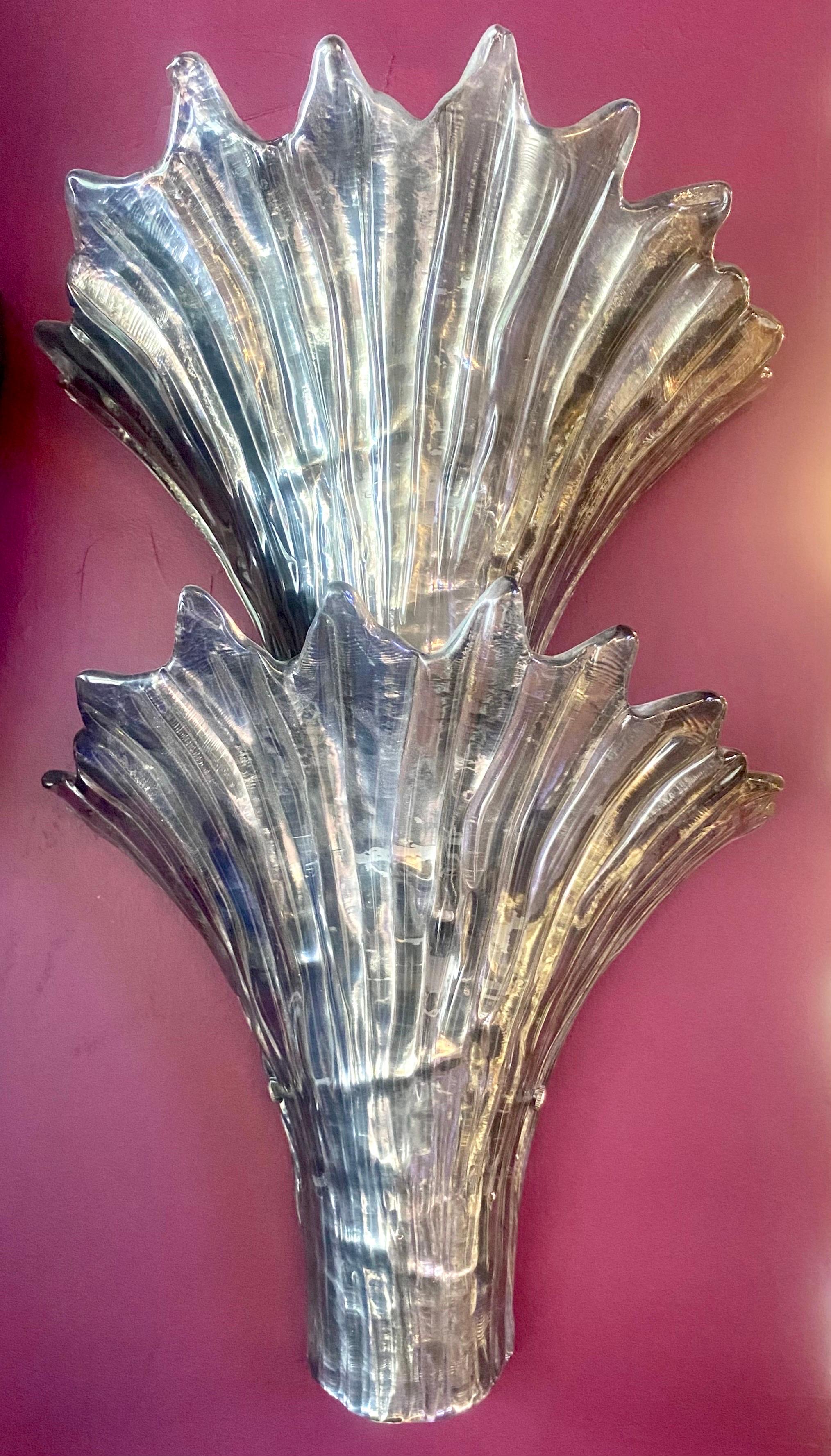 Coppia di lampade in vetro di Murano della metà del secolo scorso in vendita 2