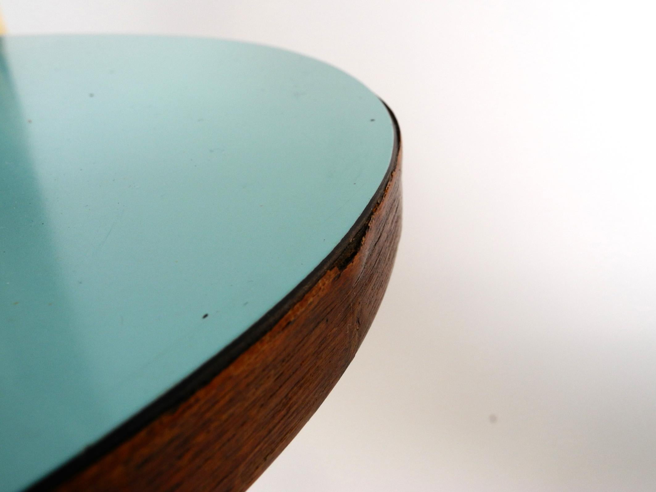 Pair of Mid-Century Italian Side Tables Covered in Black and Turquoise Formica 7