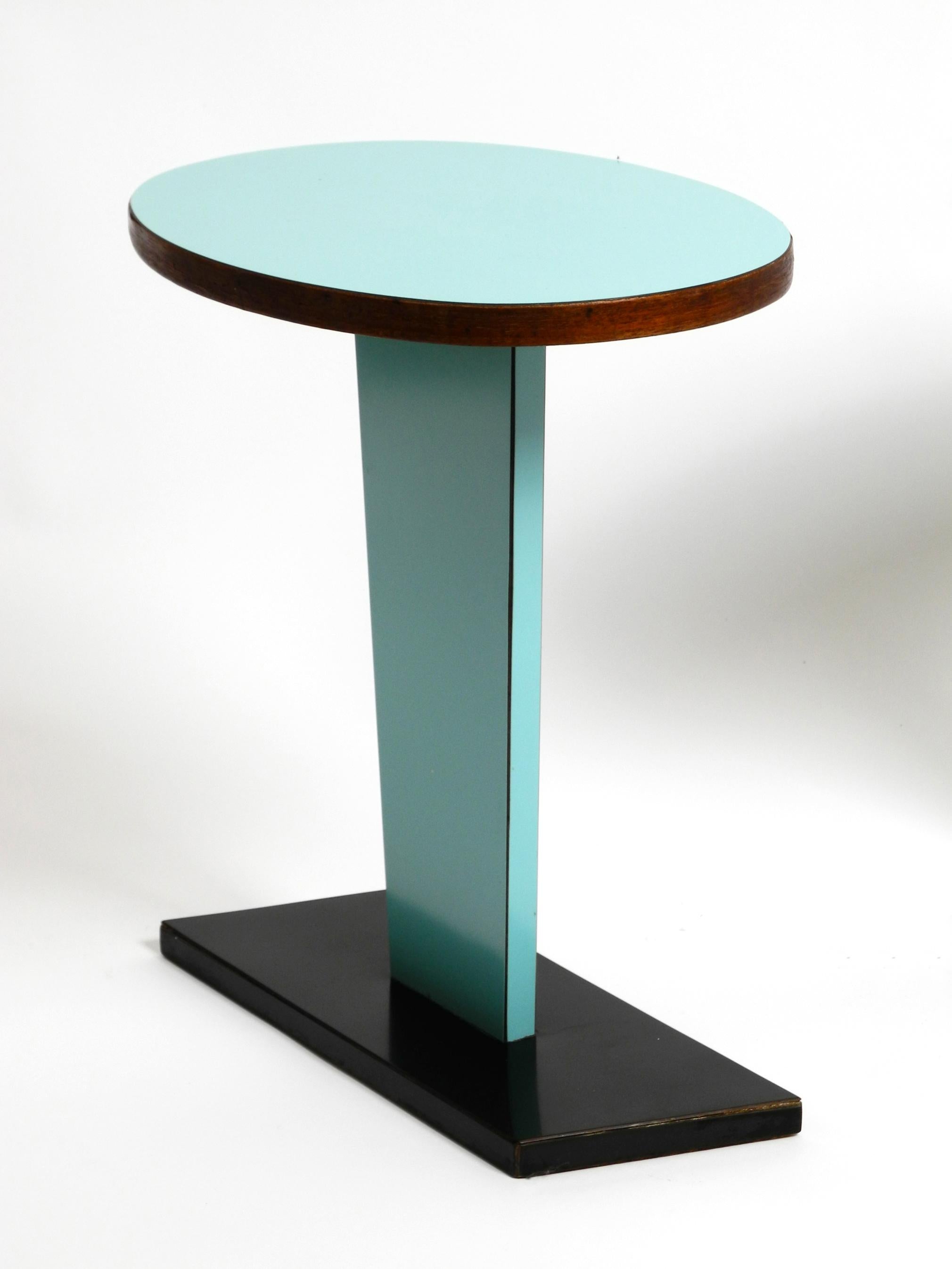 Pair of Mid-Century Italian Side Tables Covered in Black and Turquoise Formica 10