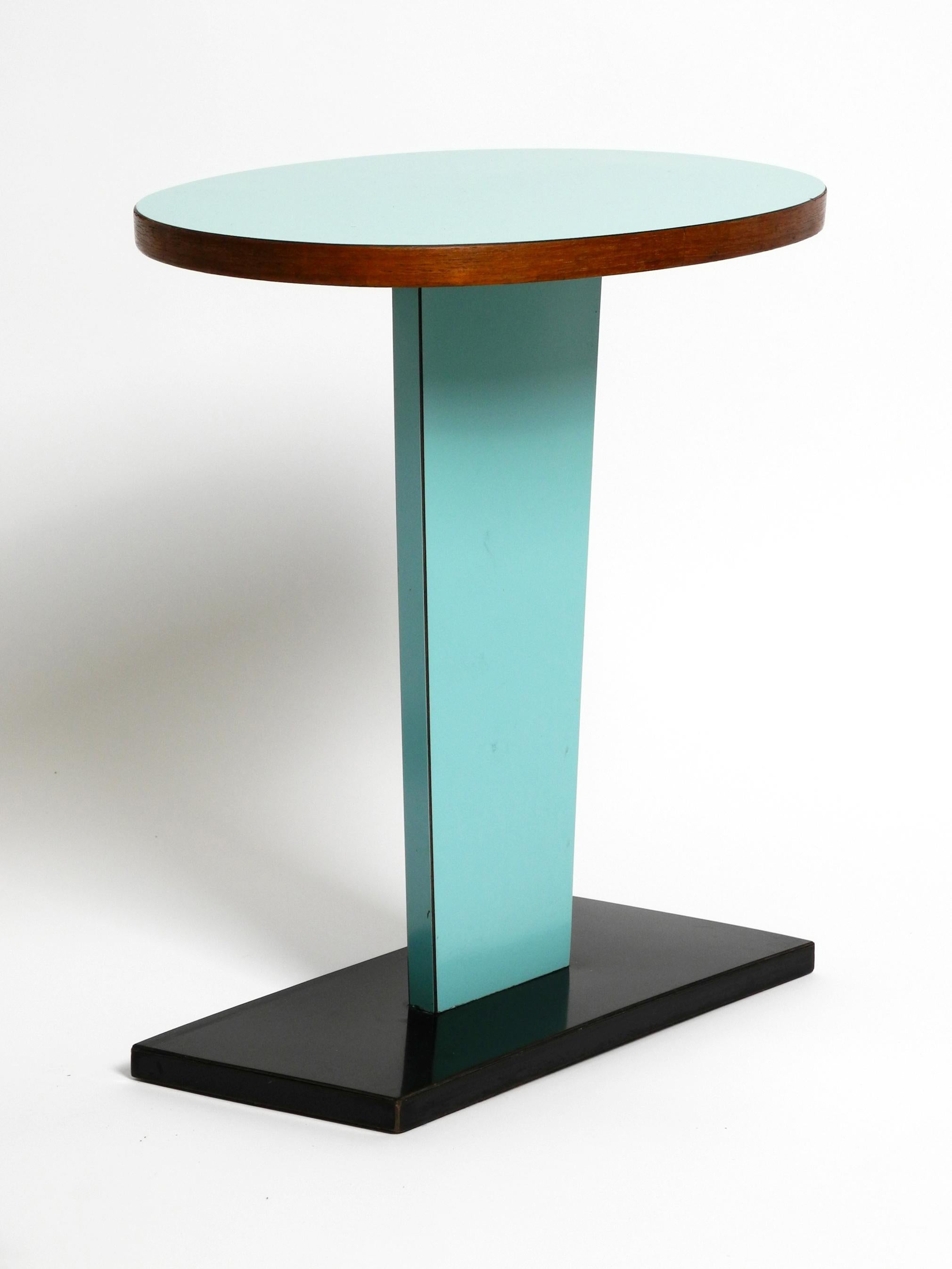 Pair of Mid-Century Italian Side Tables Covered in Black and Turquoise Formica 11