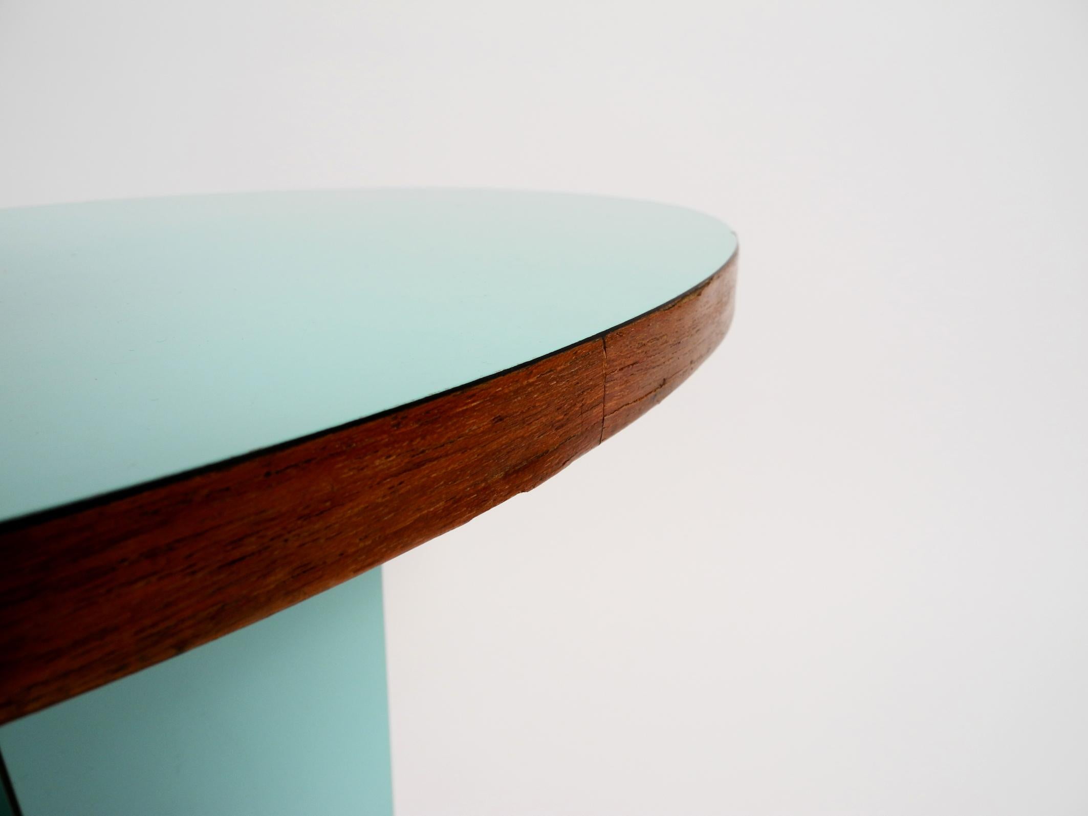 Pair of Mid-Century Italian Side Tables Covered in Black and Turquoise Formica 2