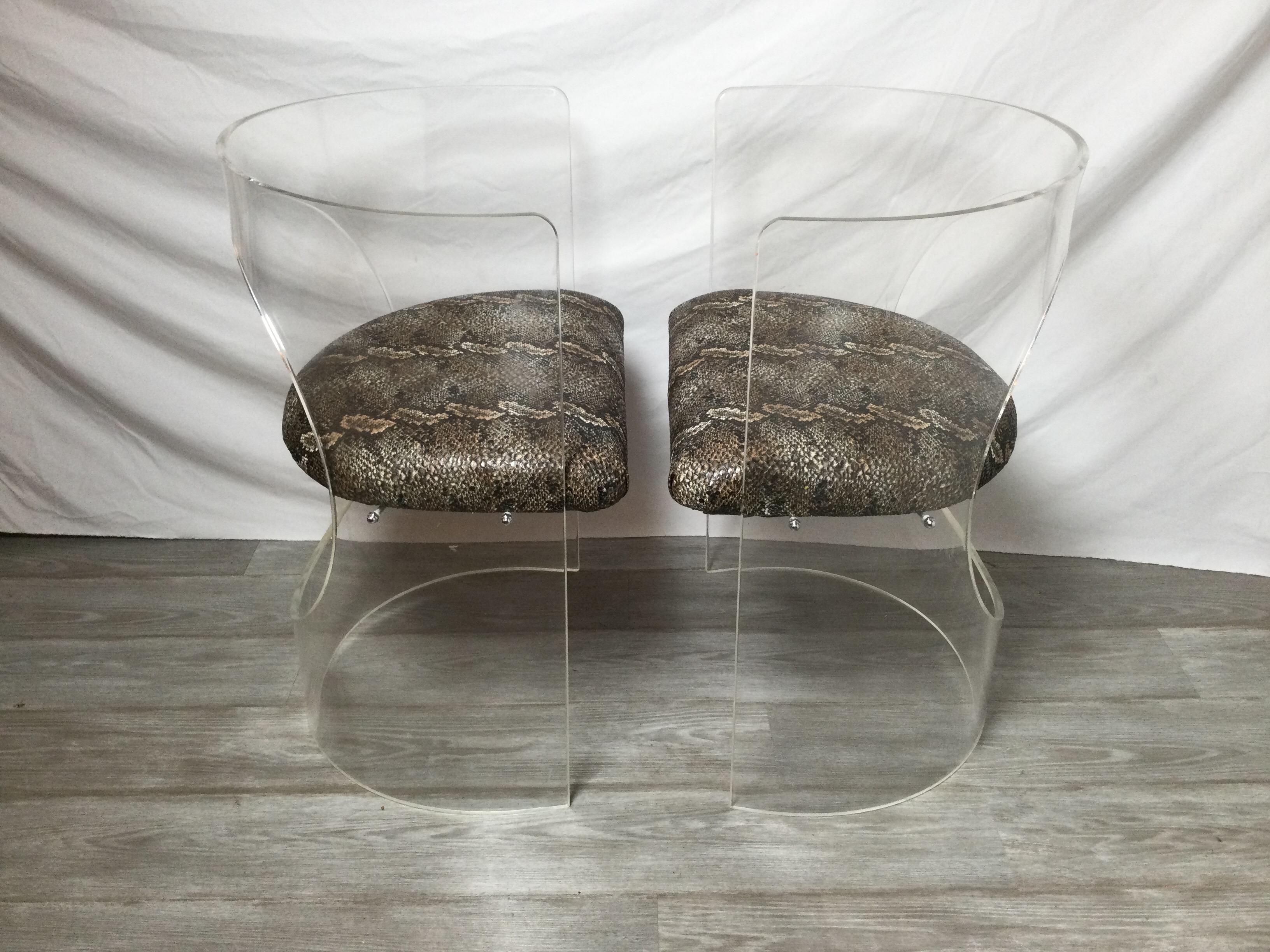 Mid-20th Century Pair of Midcentury Lucite Chairs For Sale