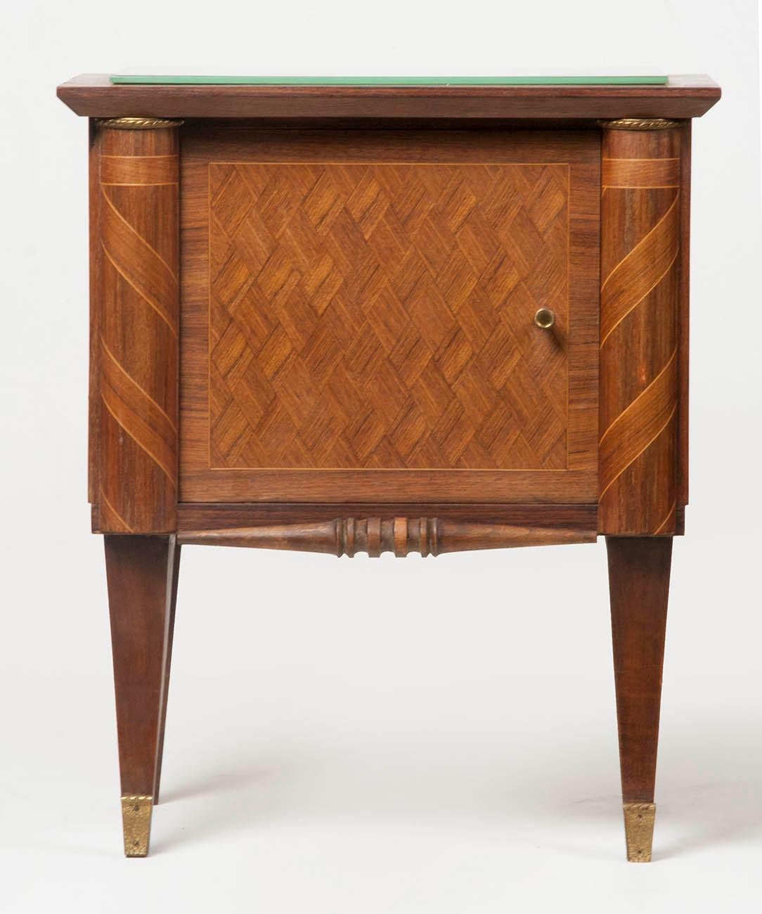 French Pair of Midcentury Mahogany Nightstands