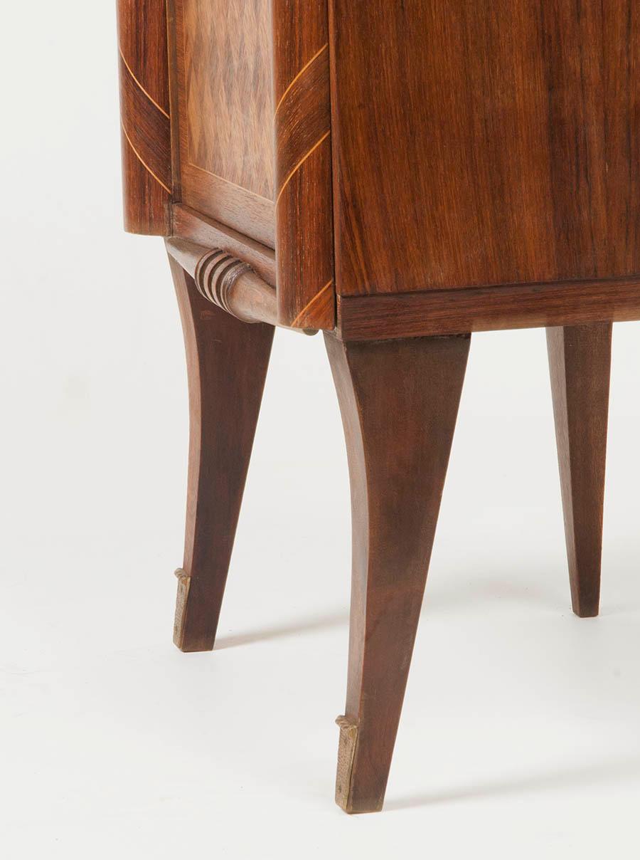 Marquetry Pair of Midcentury Mahogany Nightstands