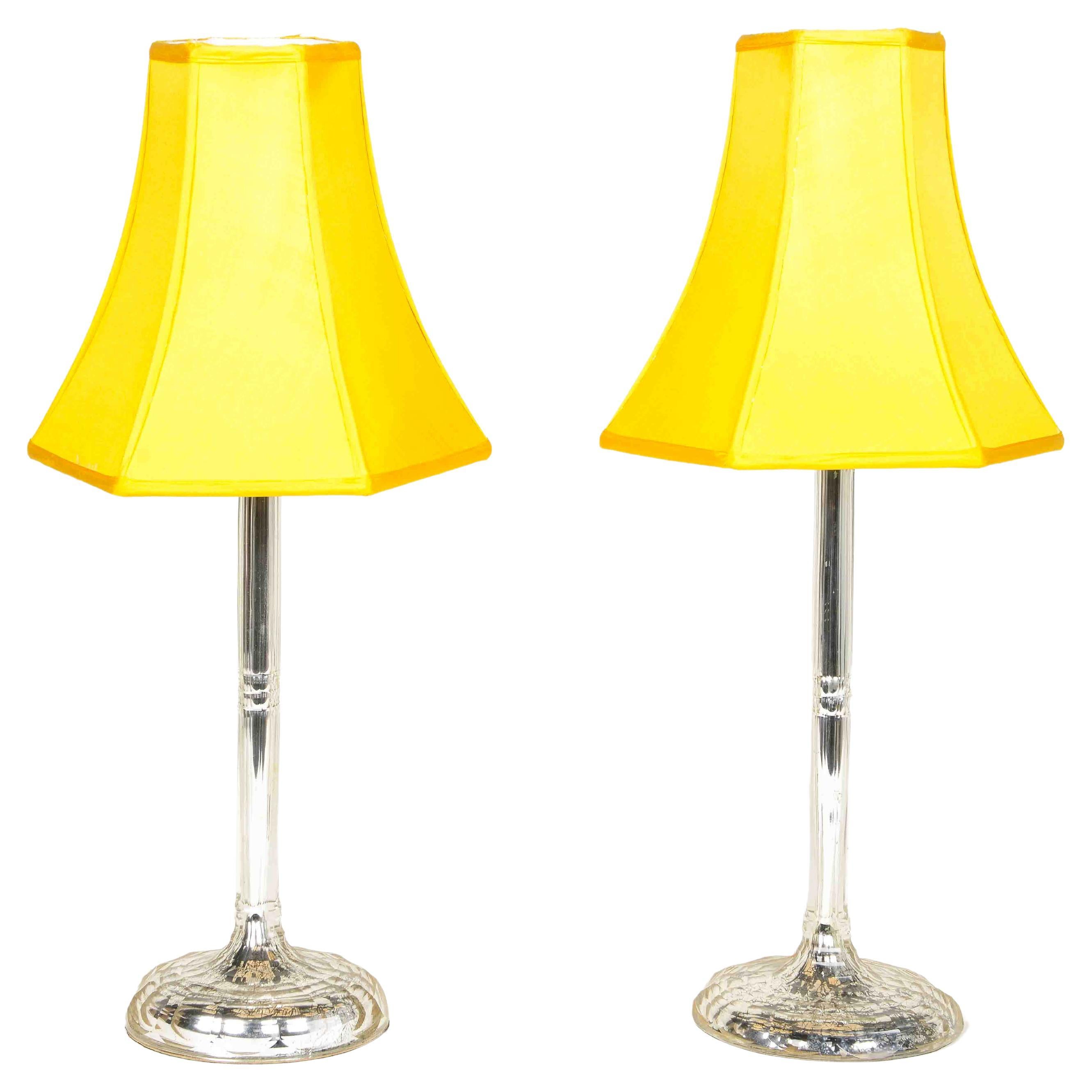 A Pair of Mid-Century Mercury Glass Table Lamps For Sale