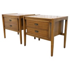 A Pair of Mid Century Modern 2 Drawer Walnut Night Stands by Drexel