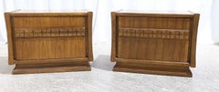 A Pair of Mid Century Modern 2 Drawer Walnut Night Stands