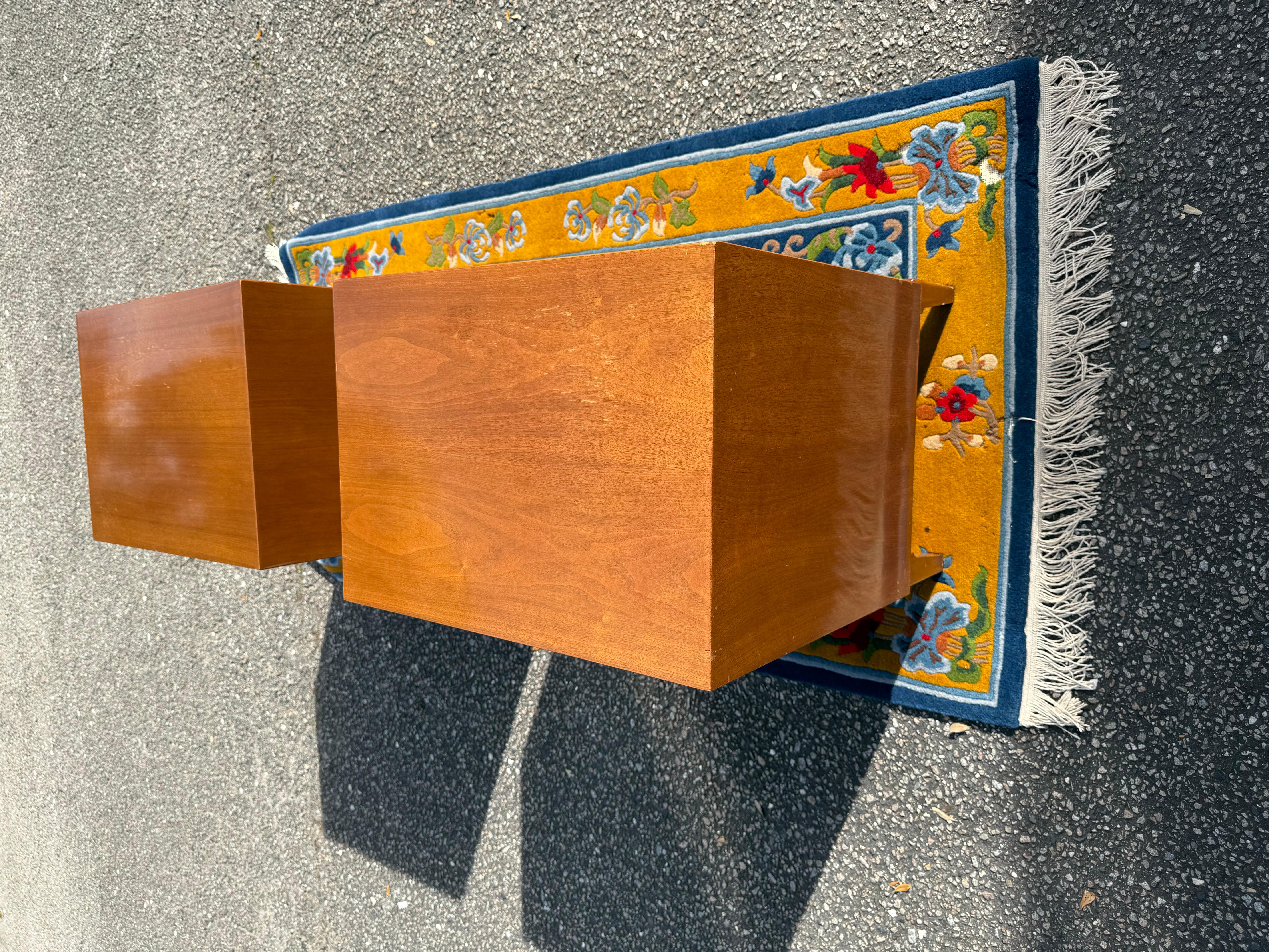 A pair of Mid-Century Modern 3 Drawer Sculptural Nightstands 12