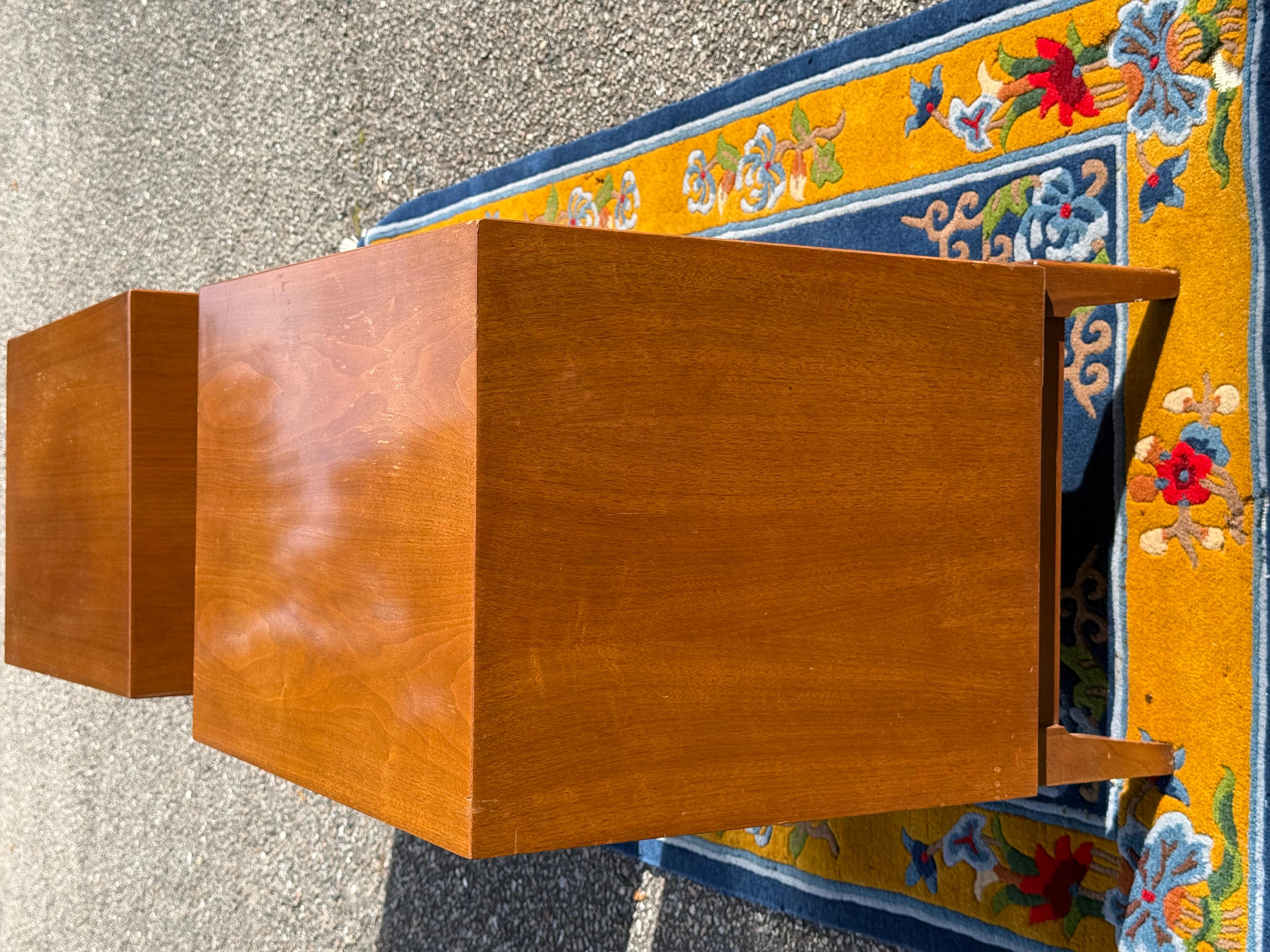 A pair of Mid-Century Modern 3 Drawer Sculptural Nightstands 13