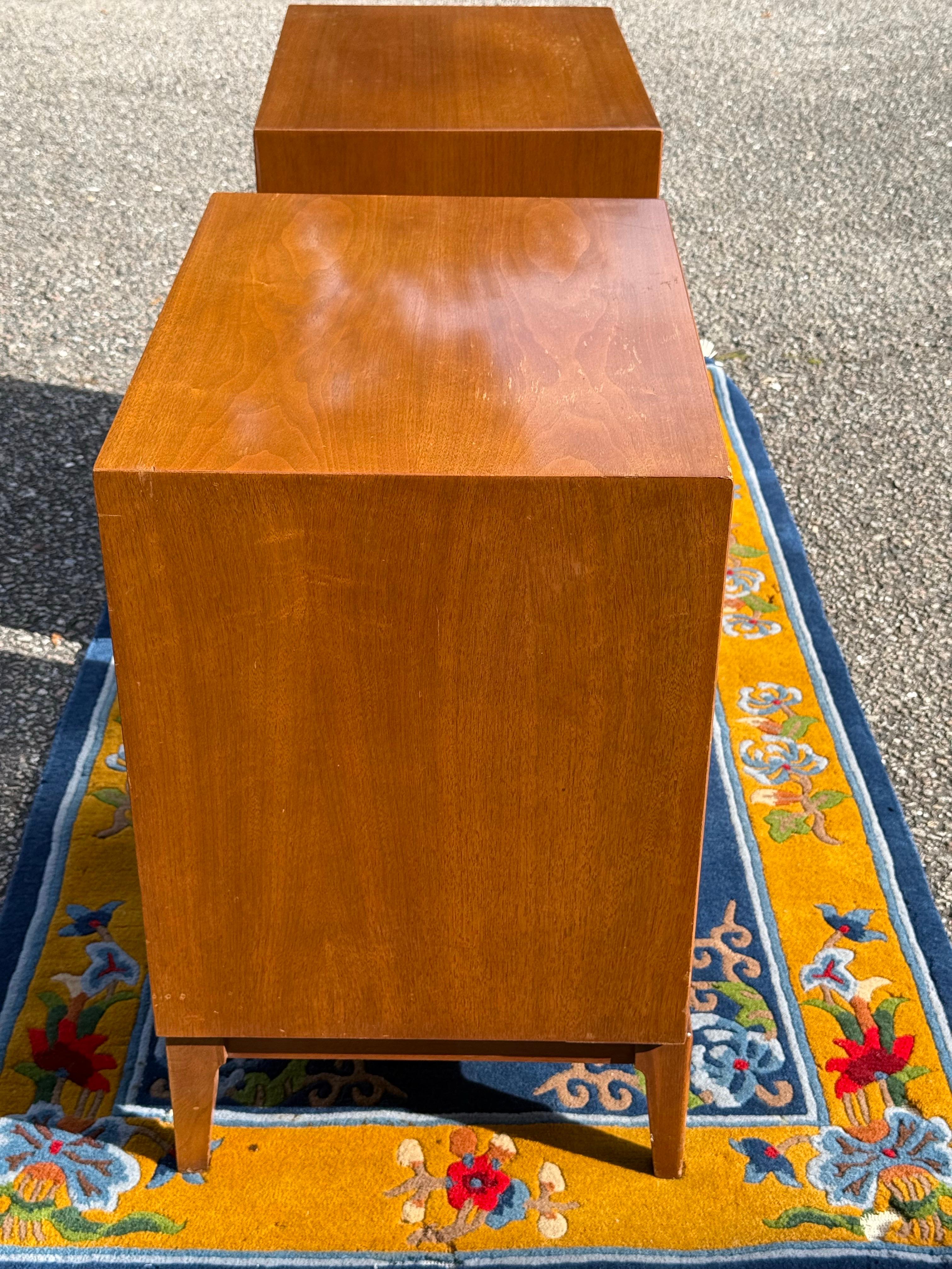 American A pair of Mid-Century Modern 3 Drawer Sculptural Nightstands