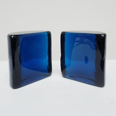 Pair of Mid-Century Modern Blenko Glass Bookends Designed by Wayne Husted