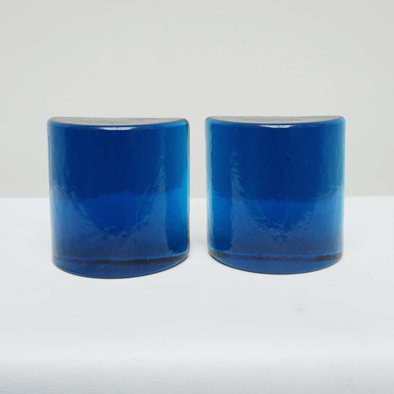 Pair of MidCentury Modern Blenko Glass Bookends Designed by Wayne