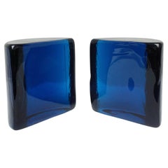 Pair of Mid-Century Modern Blenko Glass Bookends Designed by Wayne Husted