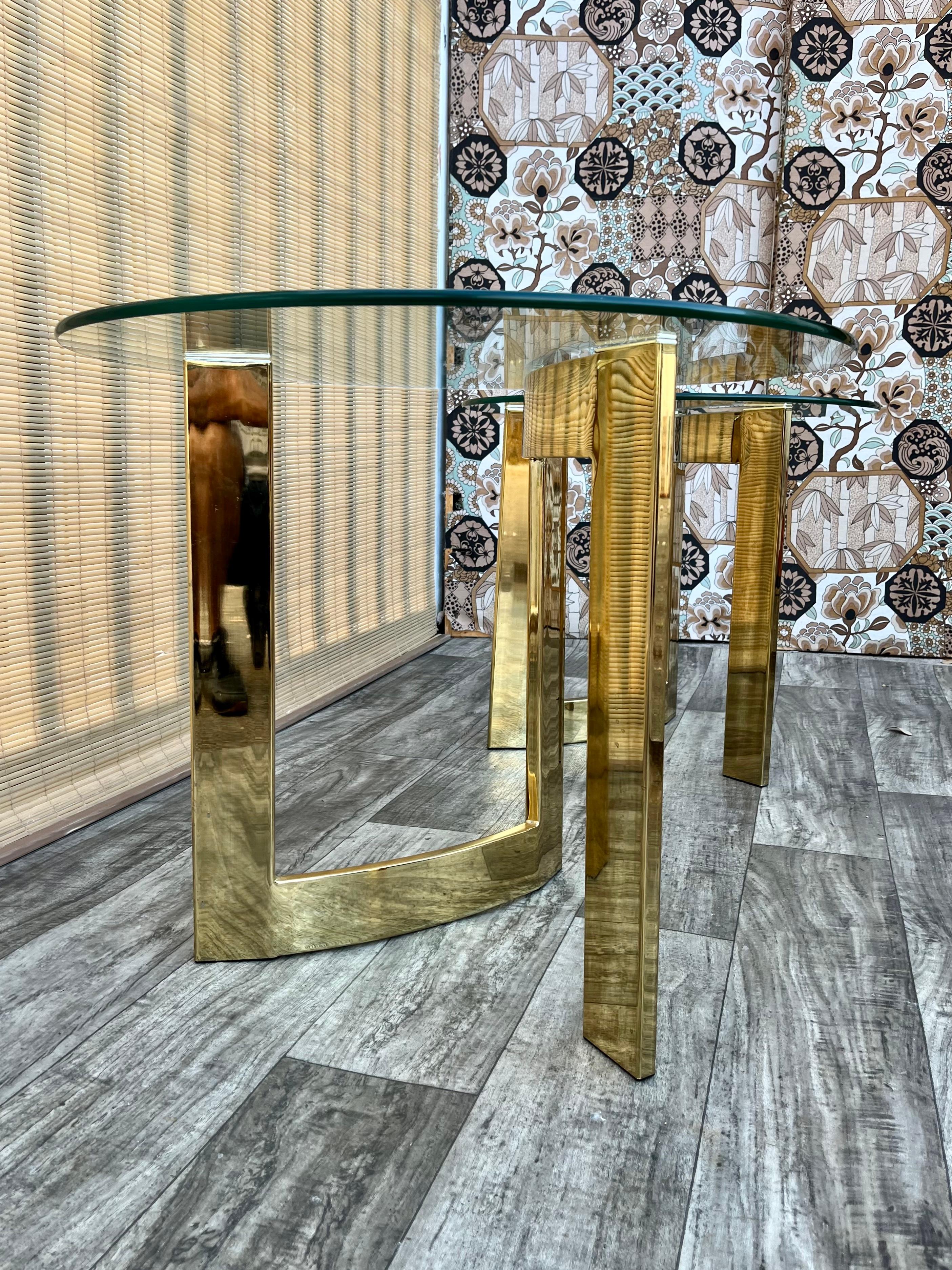 A Pair of Mid Century Modern Brass Tables in the Milo Baughman Style. C. 1970s 4
