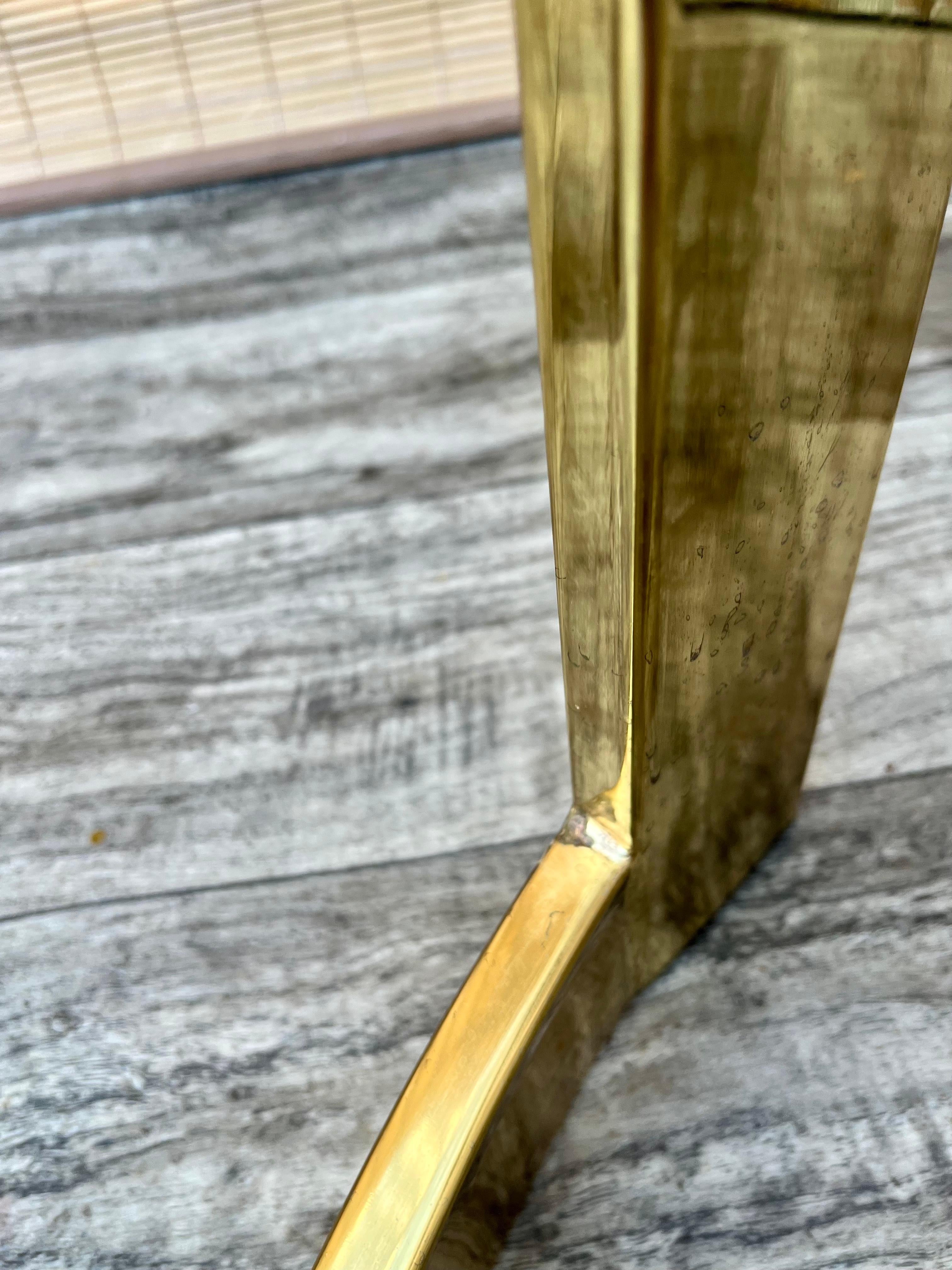 A Pair of Mid Century Modern Brass Tables in the Milo Baughman Style. C. 1970s 11