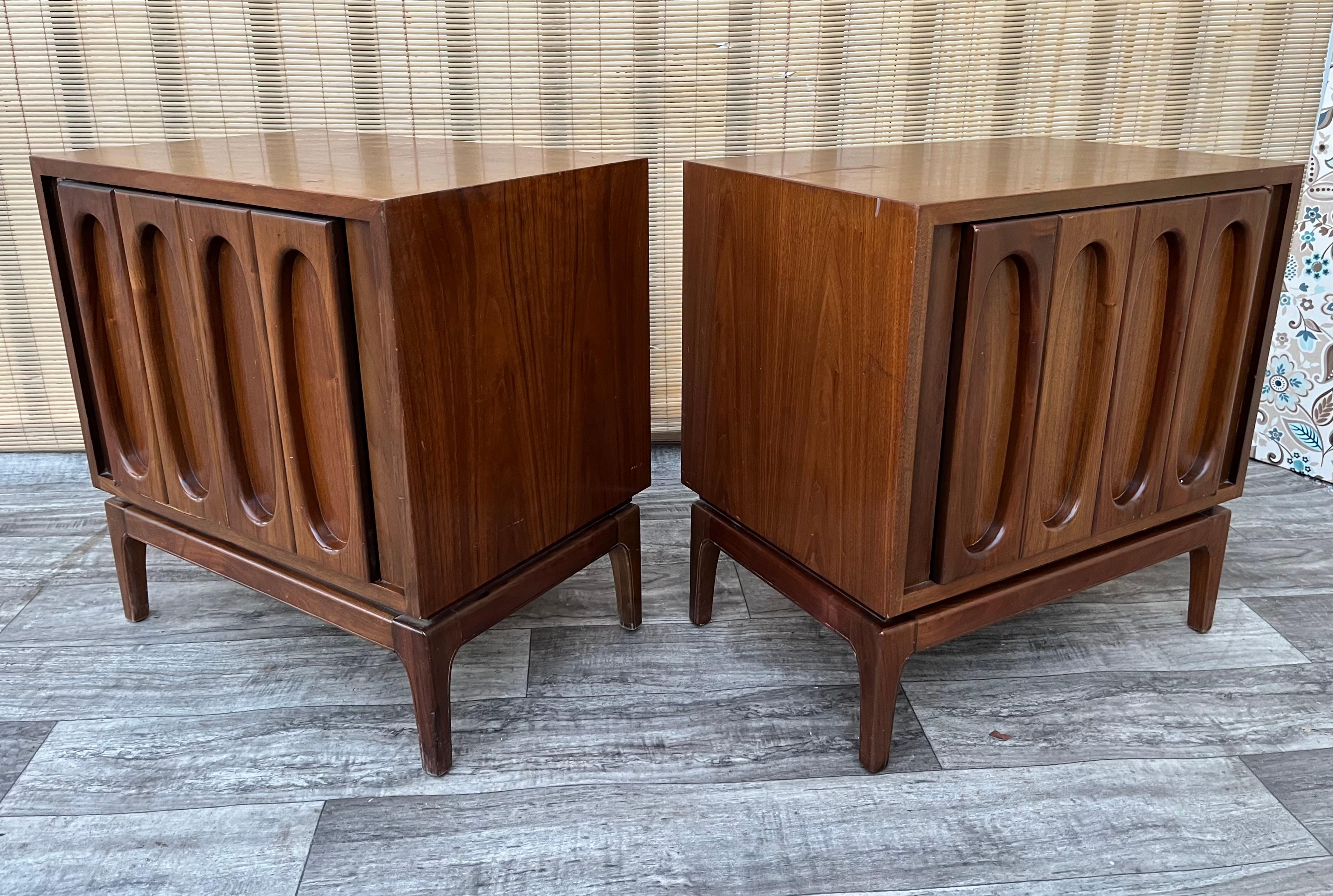 A Pair of Mid Century Modern Brutalist Inspired Nightstands. Circa 1960s. For Sale 2