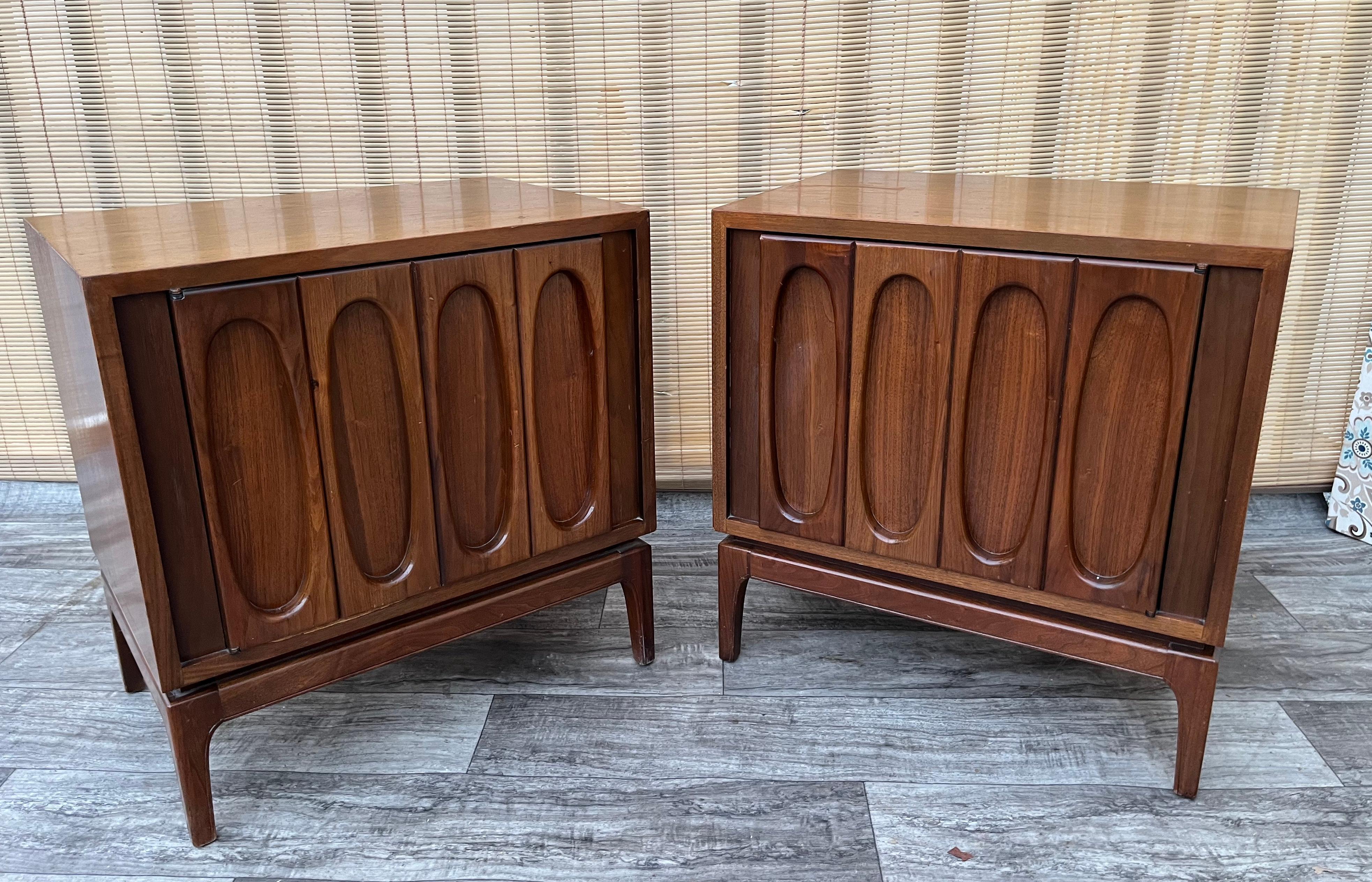 Mid-Century Modern A Pair of Mid Century Modern Brutalist Inspired Nightstands. Circa 1960s. For Sale