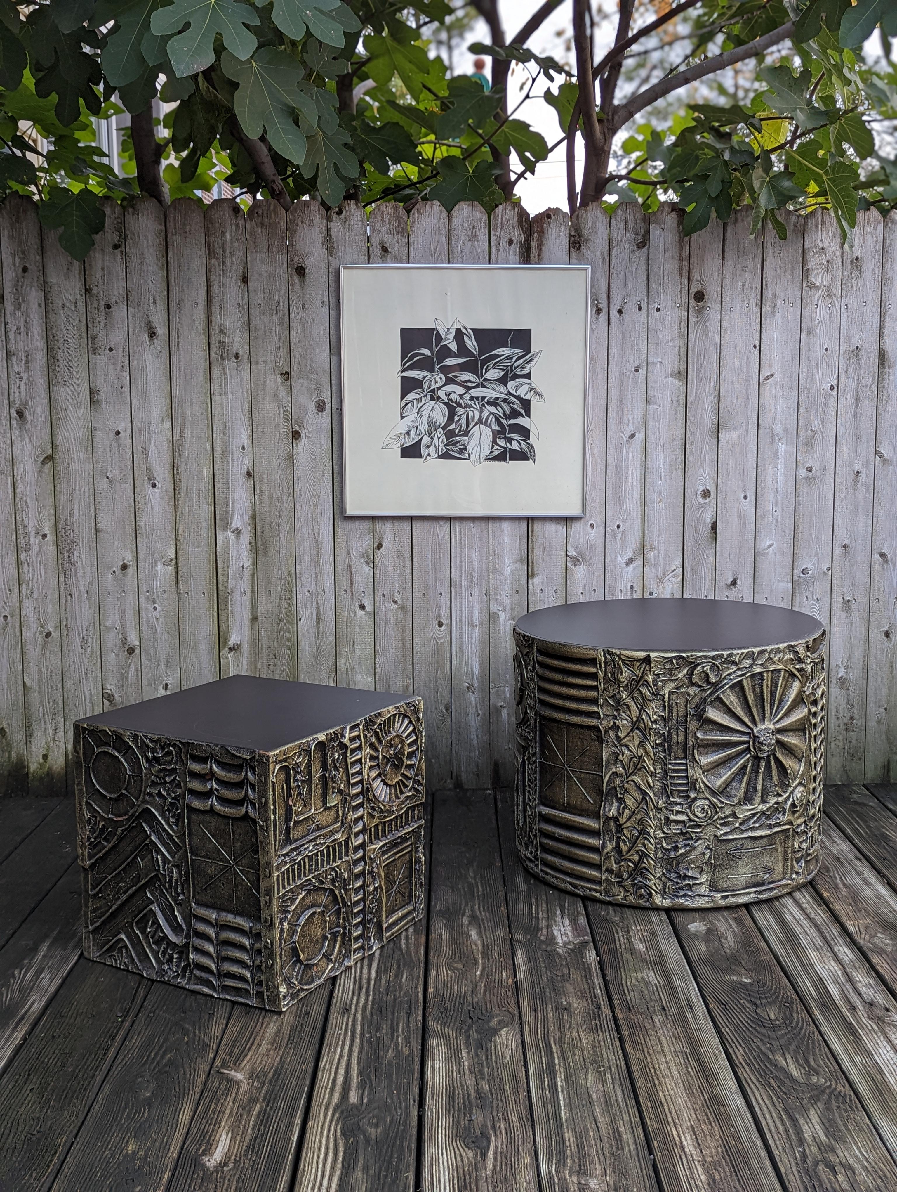 Late 20th Century Pair of Mid-Century Modern Brutalist Side Tables by Adrian Pearsall