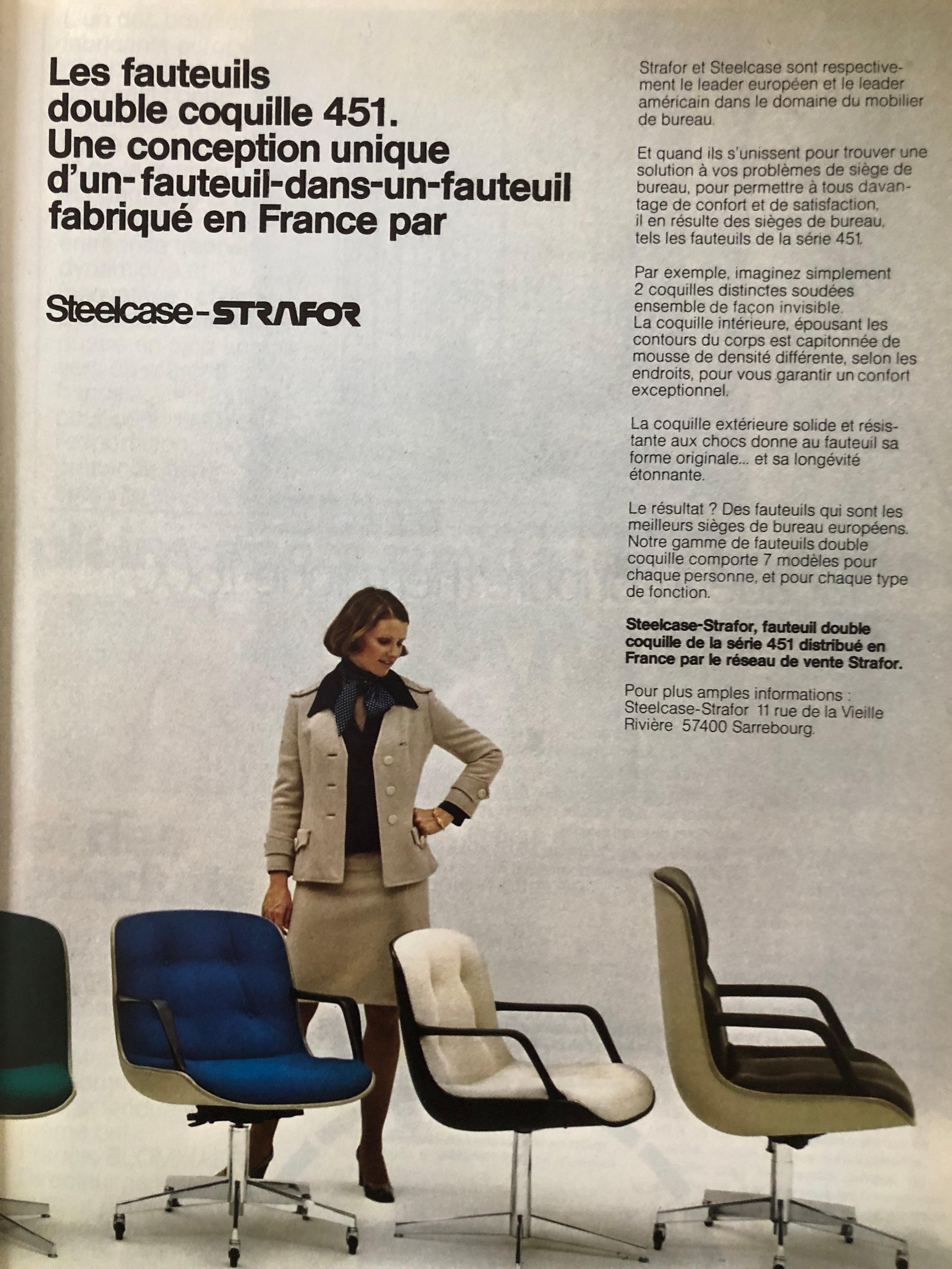 A Pair of MID-CENTURY-MODERN CHAIRS by RANDALL BUCK for STEELCASE, France 1970 For Sale 5