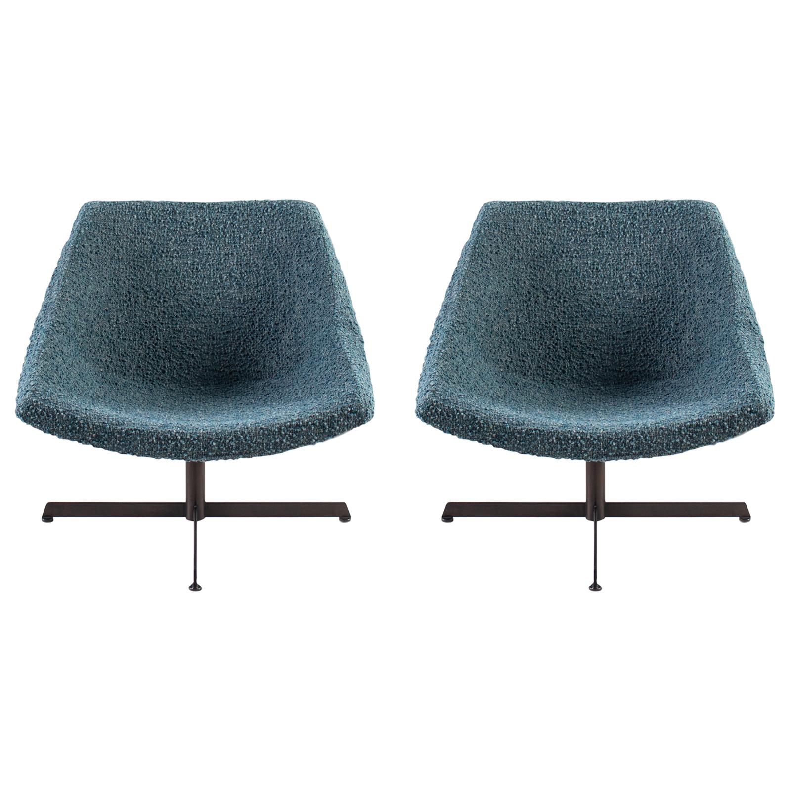 Pair of Mid-Century Modern Chairs Newly Upholstered in Italian Bouche