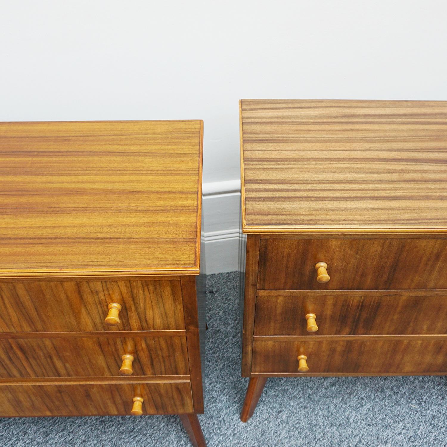 Sycamore Pair of Mid-Century Modern Chests of Drawers circa 1950