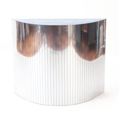 Pair of Mid-Century Modern Chrome Demi Lune Console Tables, circa 1970