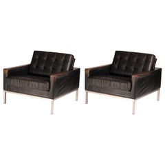 Pair of Mid-Century Modern Club Leather Armchairs by Designer Robin Day