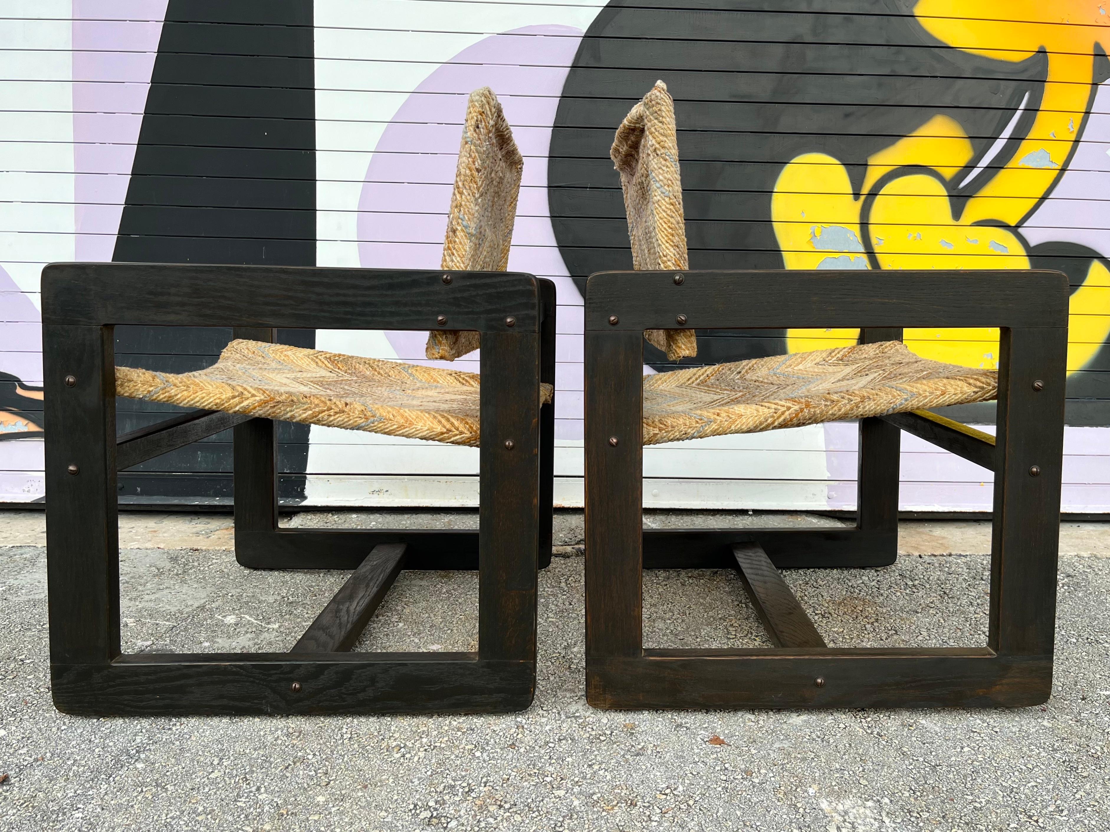 A Pair of Mid Century Modern Cube Lounge Chairs. Circa 1970s In Good Condition For Sale In Miami, FL