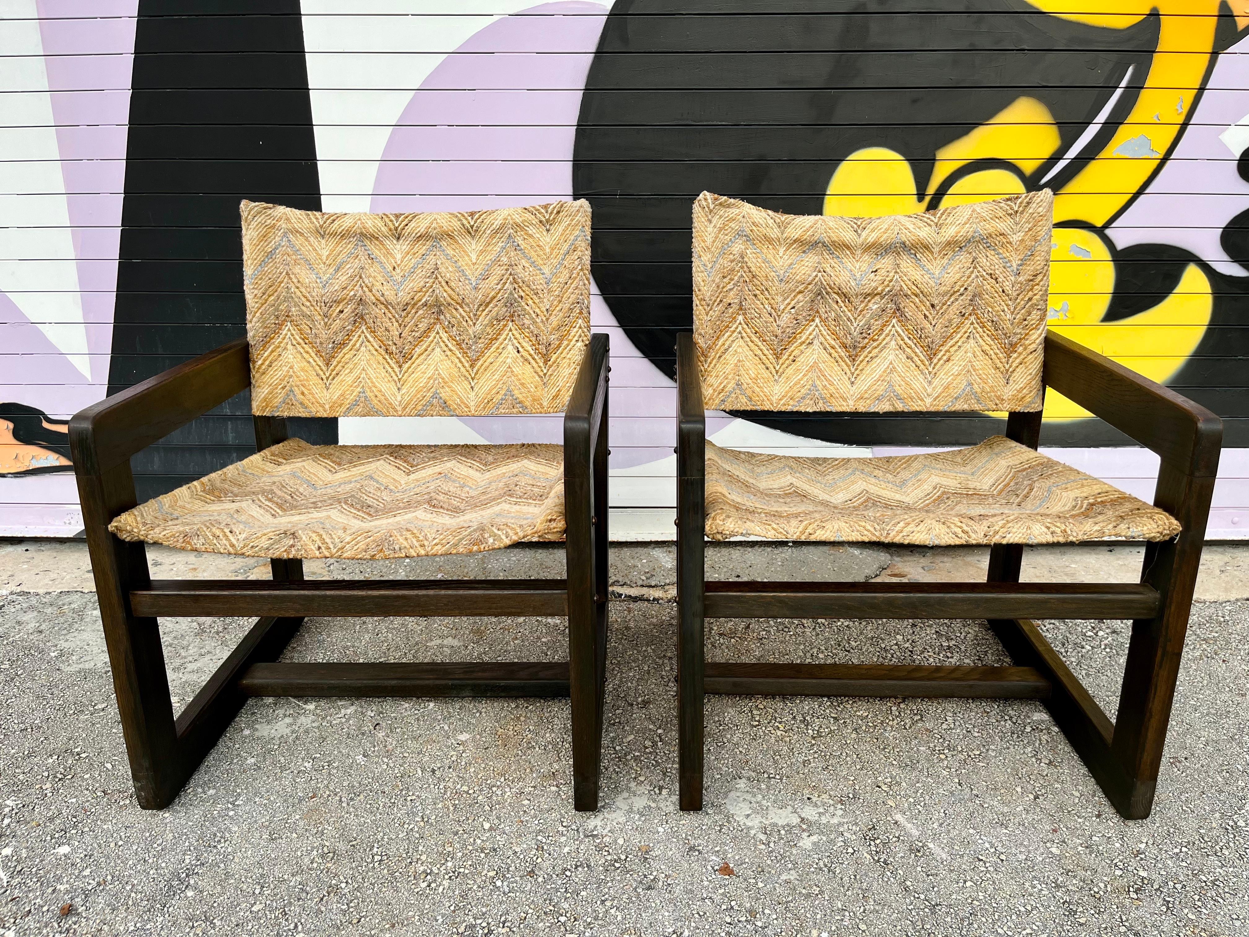 Upholstery A Pair of Mid Century Modern Cube Lounge Chairs. Circa 1970s For Sale