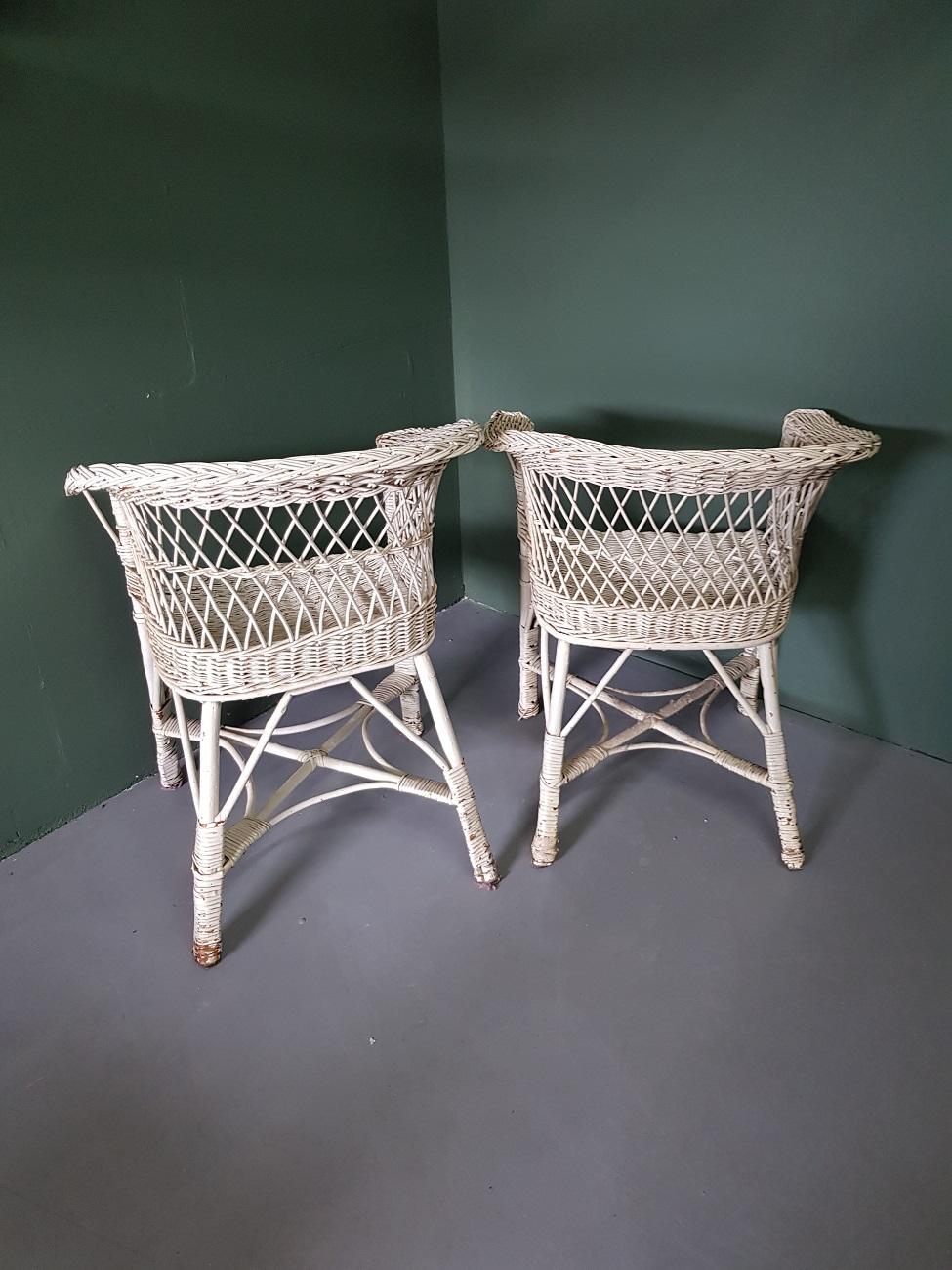 Pair of Mid-Century Modern Dutch Wicker Garden Chairs 5