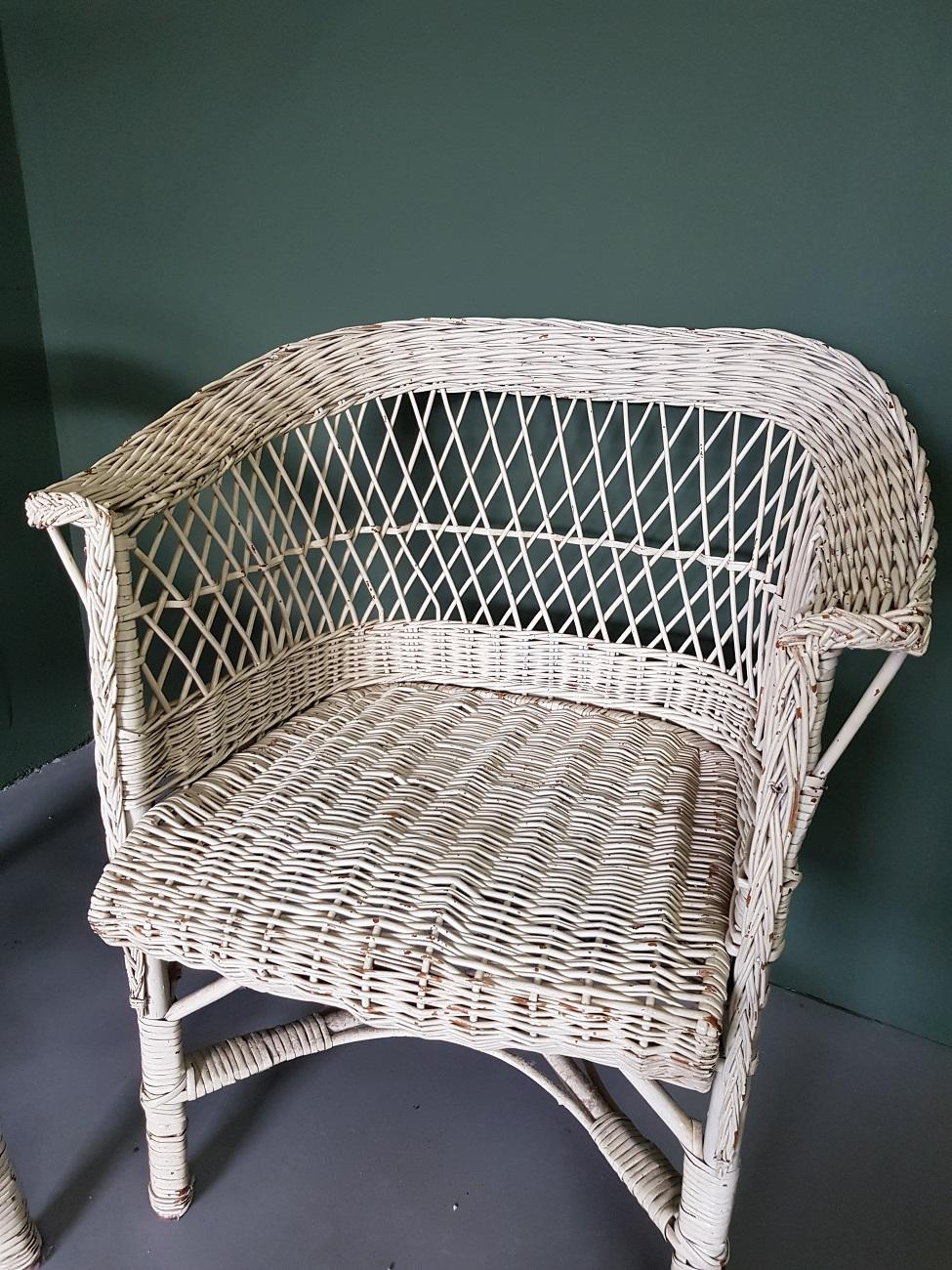 Pair of Mid-Century Modern Dutch Wicker Garden Chairs 1
