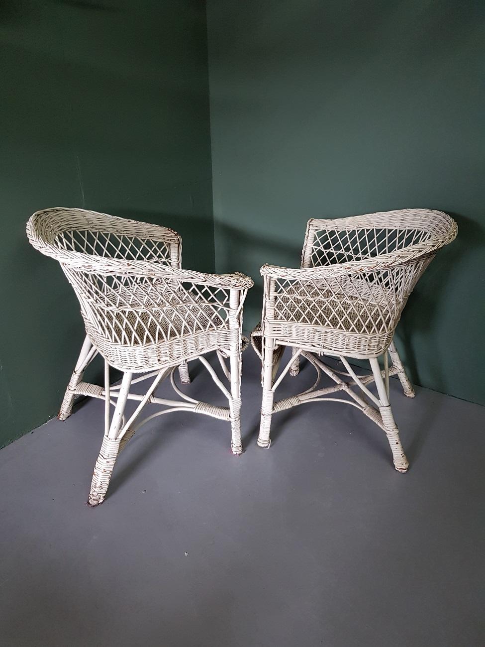 Pair of Mid-Century Modern Dutch Wicker Garden Chairs 6