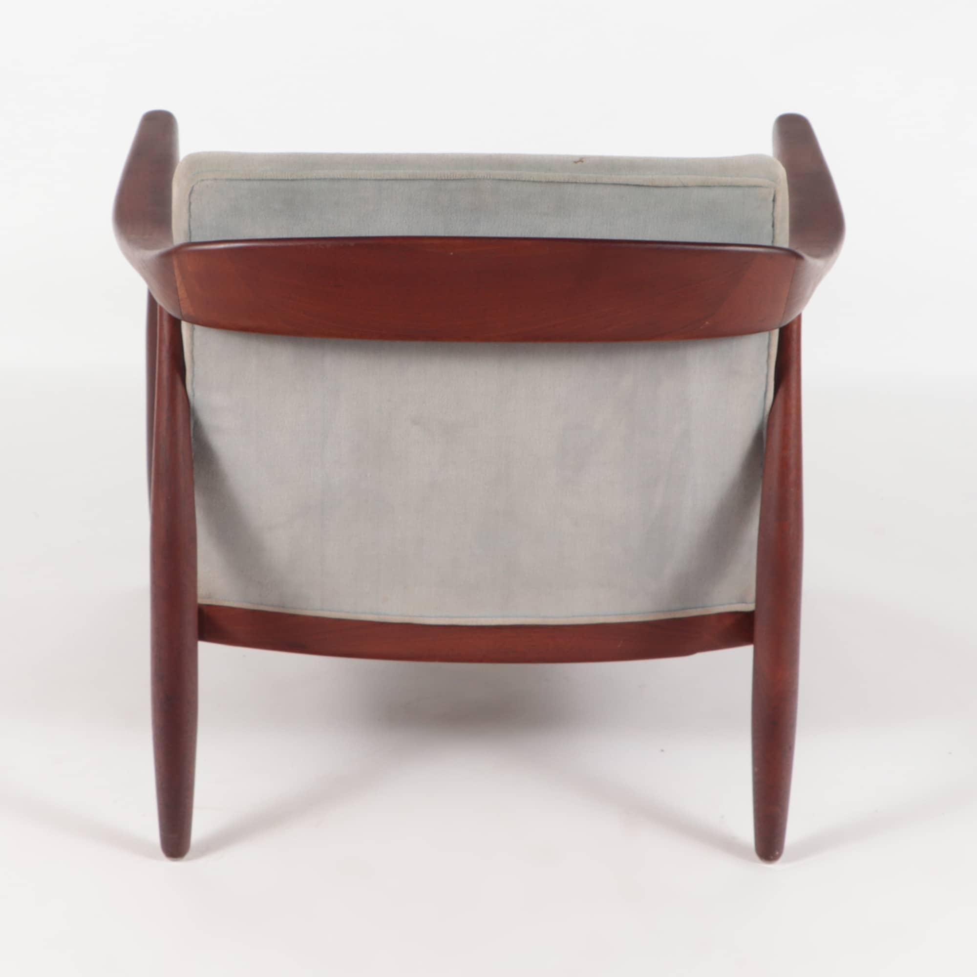 Paire de fauteuils ouverts en acajou rembourrés Erwin Lambeth, de style moderne du milieu du siècle dernier  en vente 5