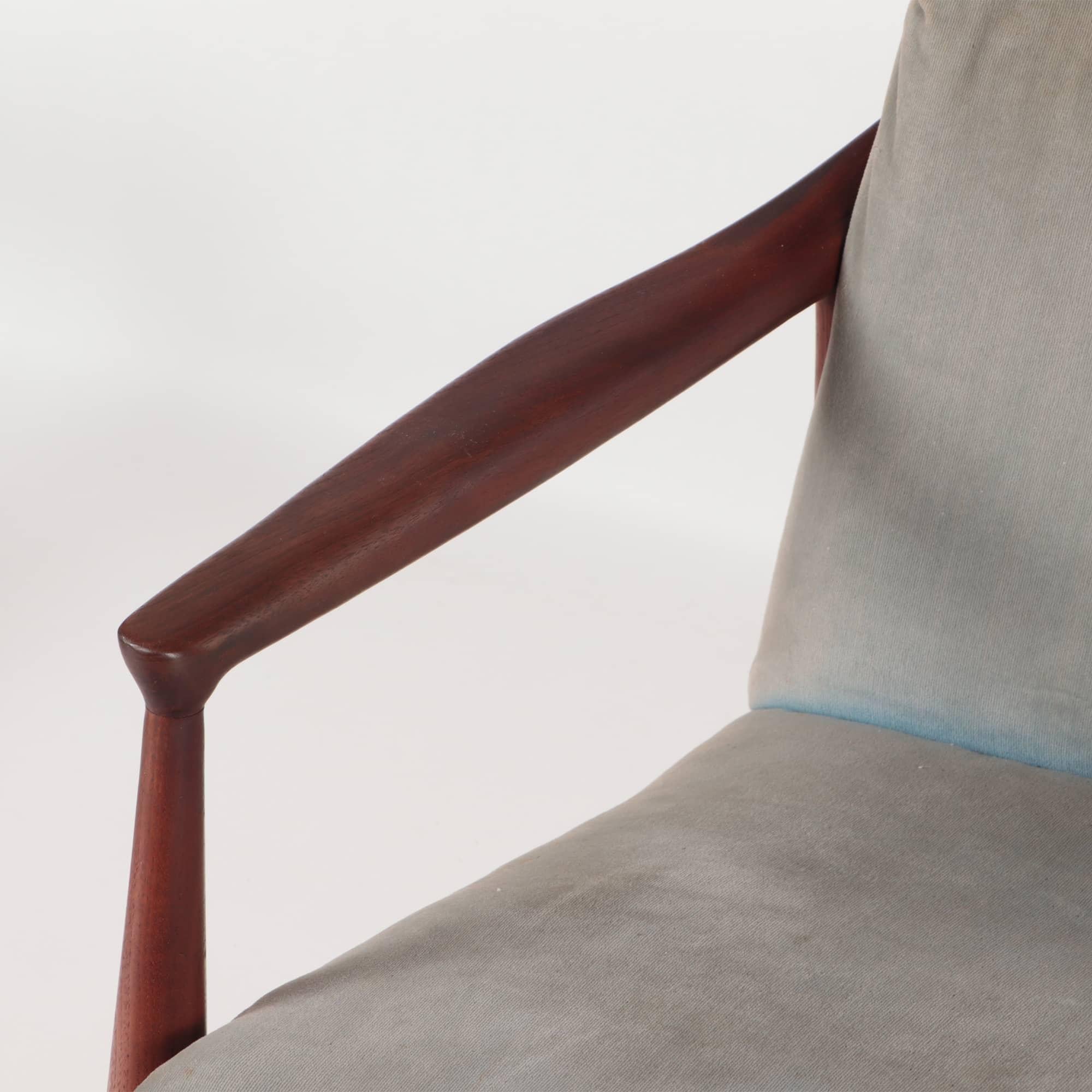 Américain Paire de fauteuils ouverts en acajou rembourrés Erwin Lambeth, de style moderne du milieu du siècle dernier  en vente
