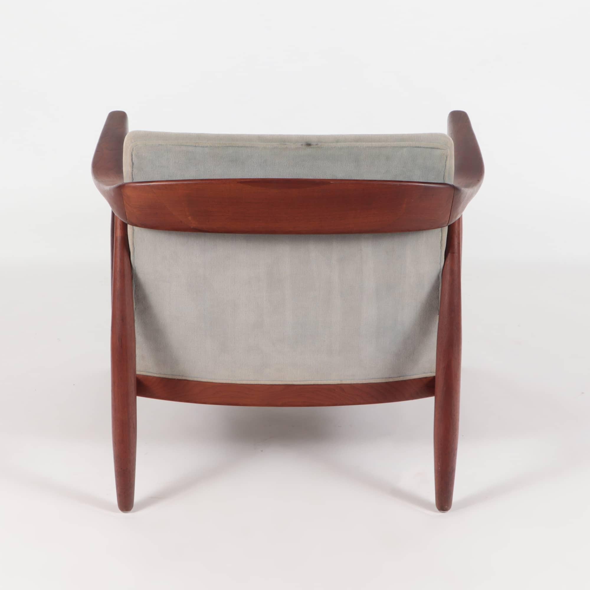 Bois Paire de fauteuils ouverts en acajou rembourrés Erwin Lambeth, de style moderne du milieu du siècle dernier  en vente