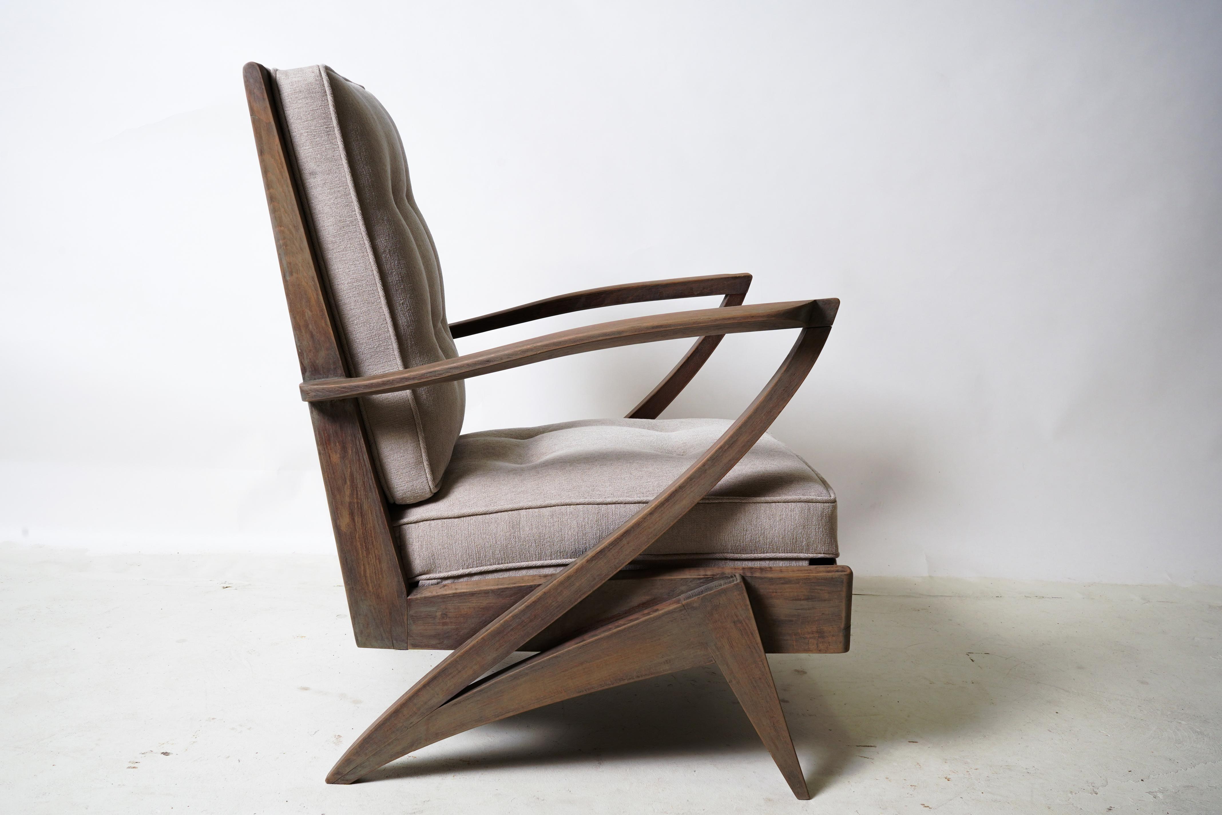Pair of Mid-Century Modern French Lounge Chairs For Sale 5