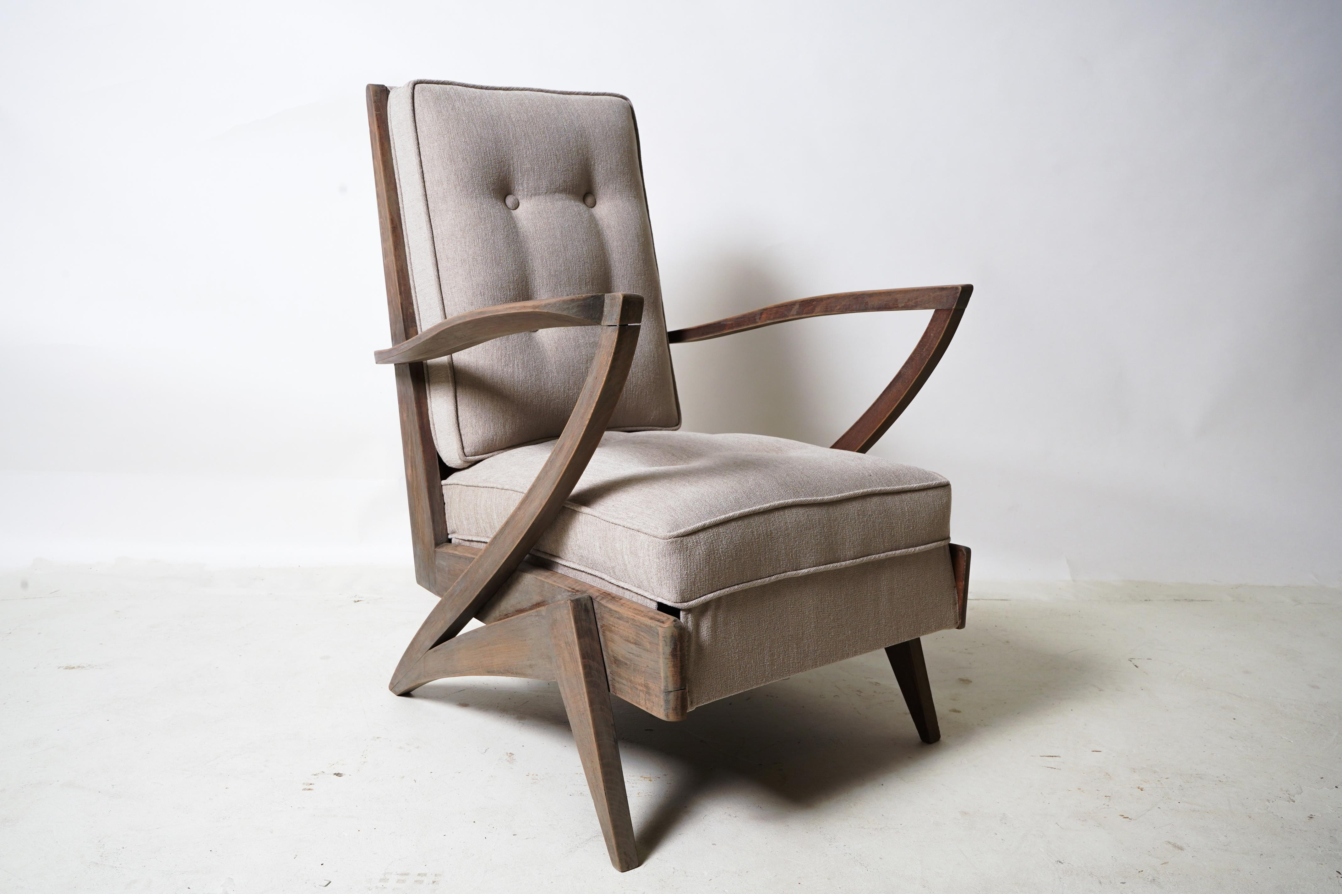 Pair of Mid-Century Modern French Lounge Chairs For Sale 6