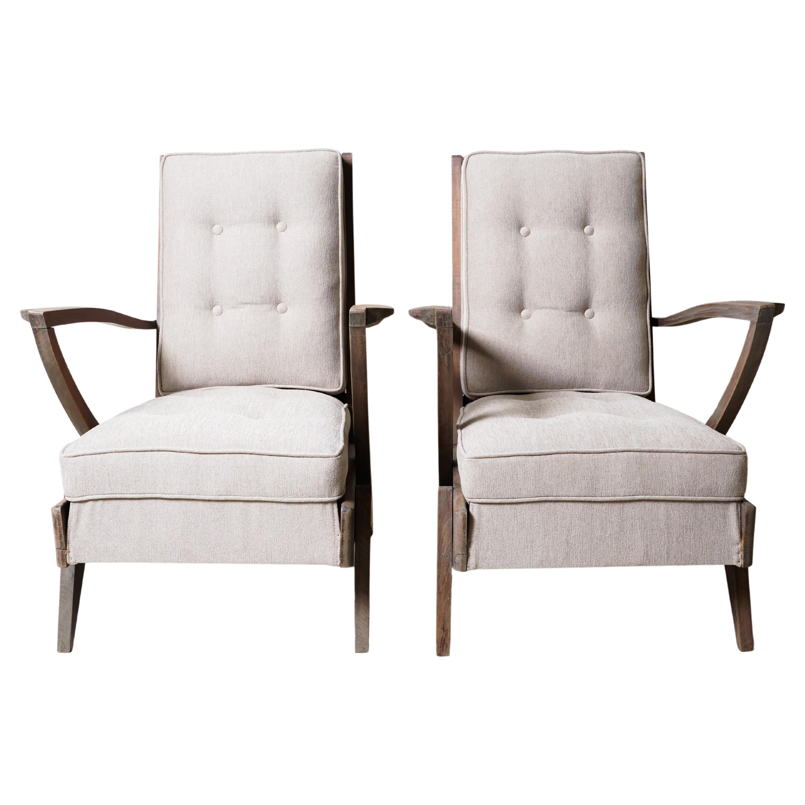 Pair of Mid-Century Modern French Lounge Chairs For Sale