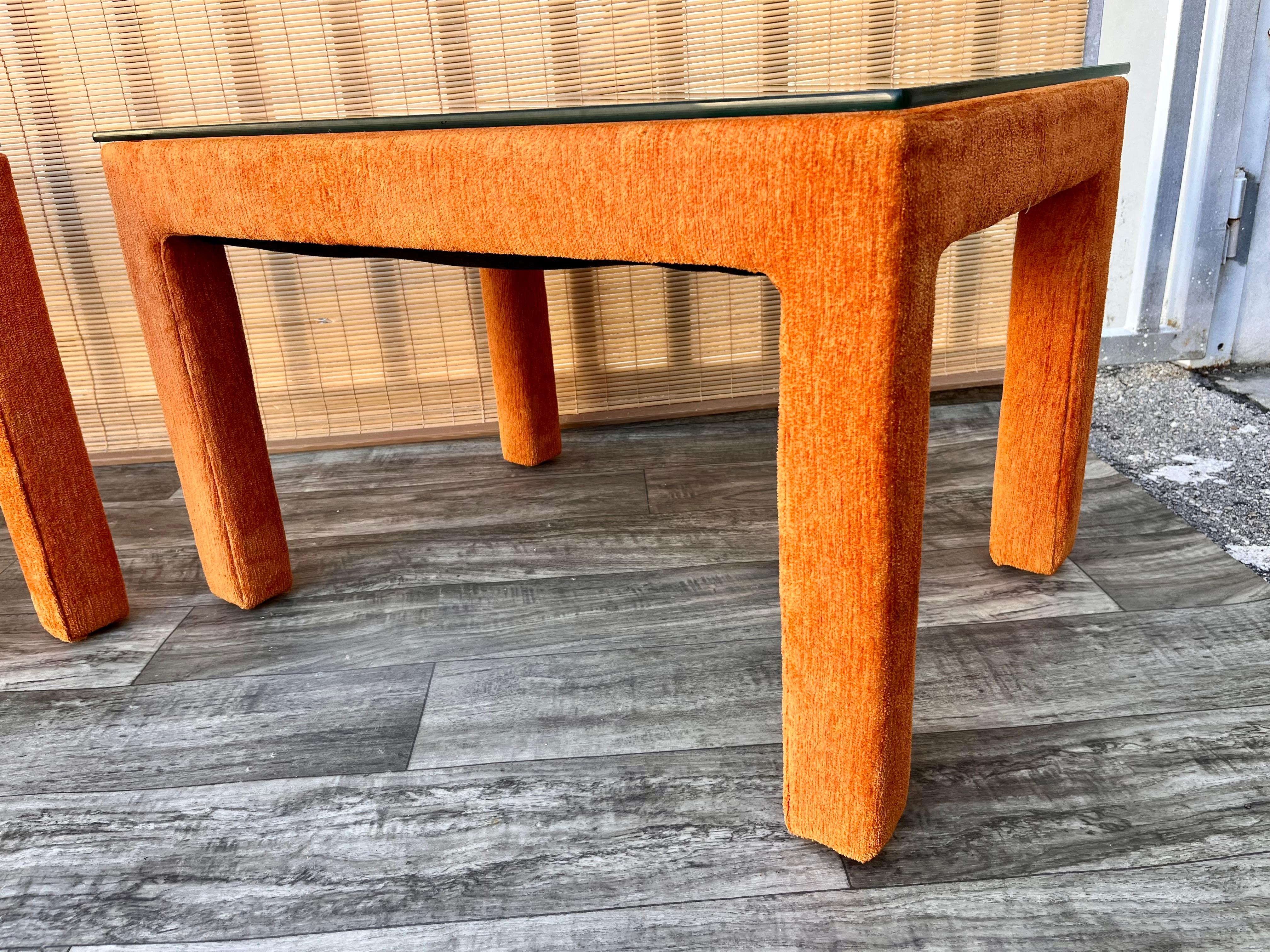 Pair of Mid-Century Modern Fully Upholstered Side Tables, circa 1970s For Sale 6