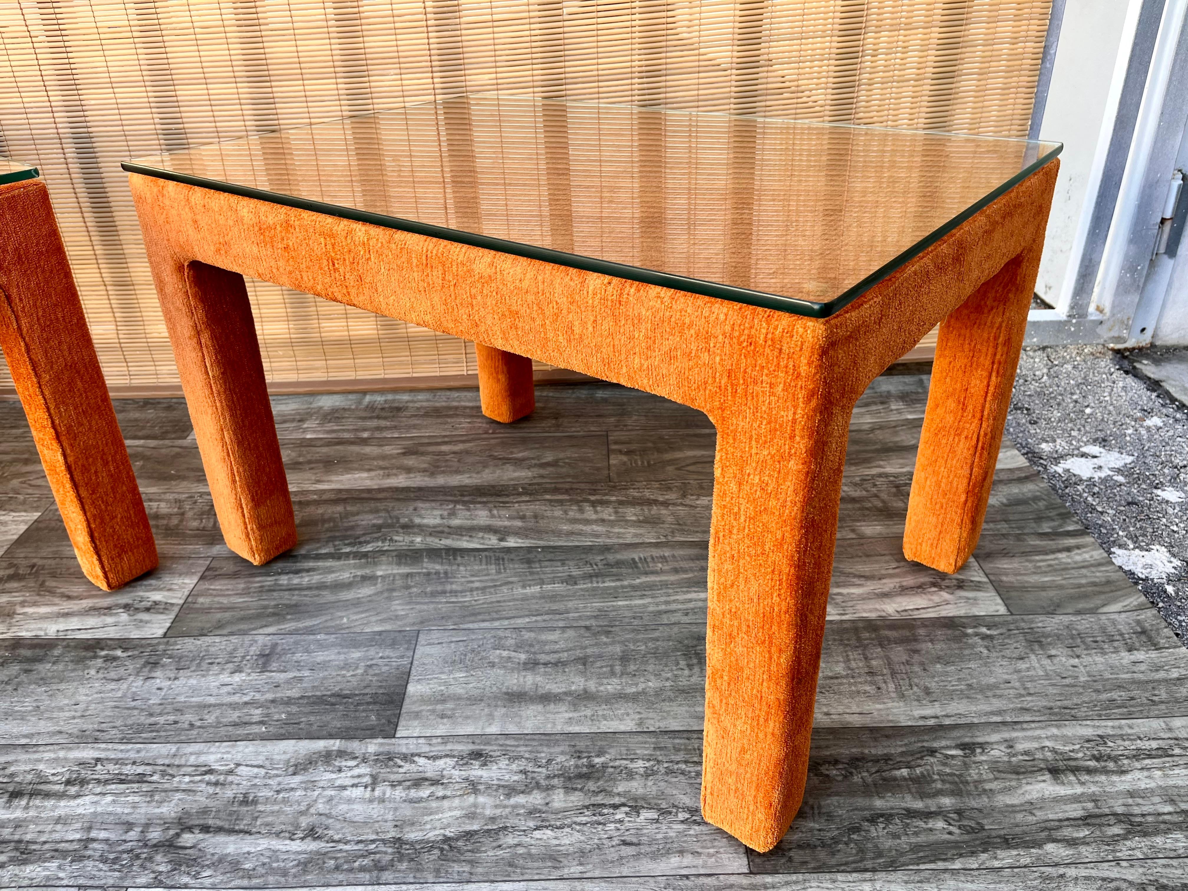 Pair of Mid-Century Modern Fully Upholstered Side Tables, circa 1970s For Sale 7
