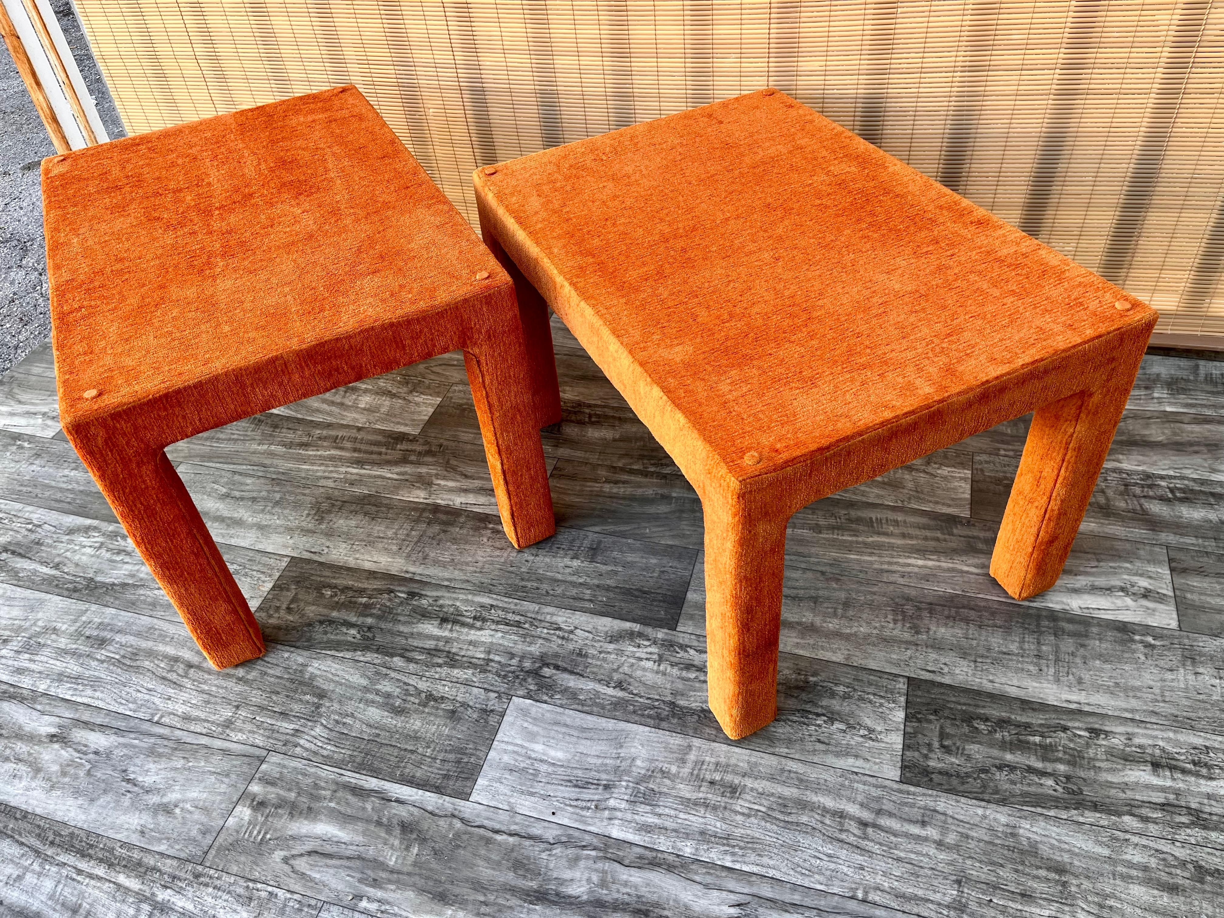 Pair of Mid-Century Modern Fully Upholstered Side Tables, circa 1970s For Sale 10